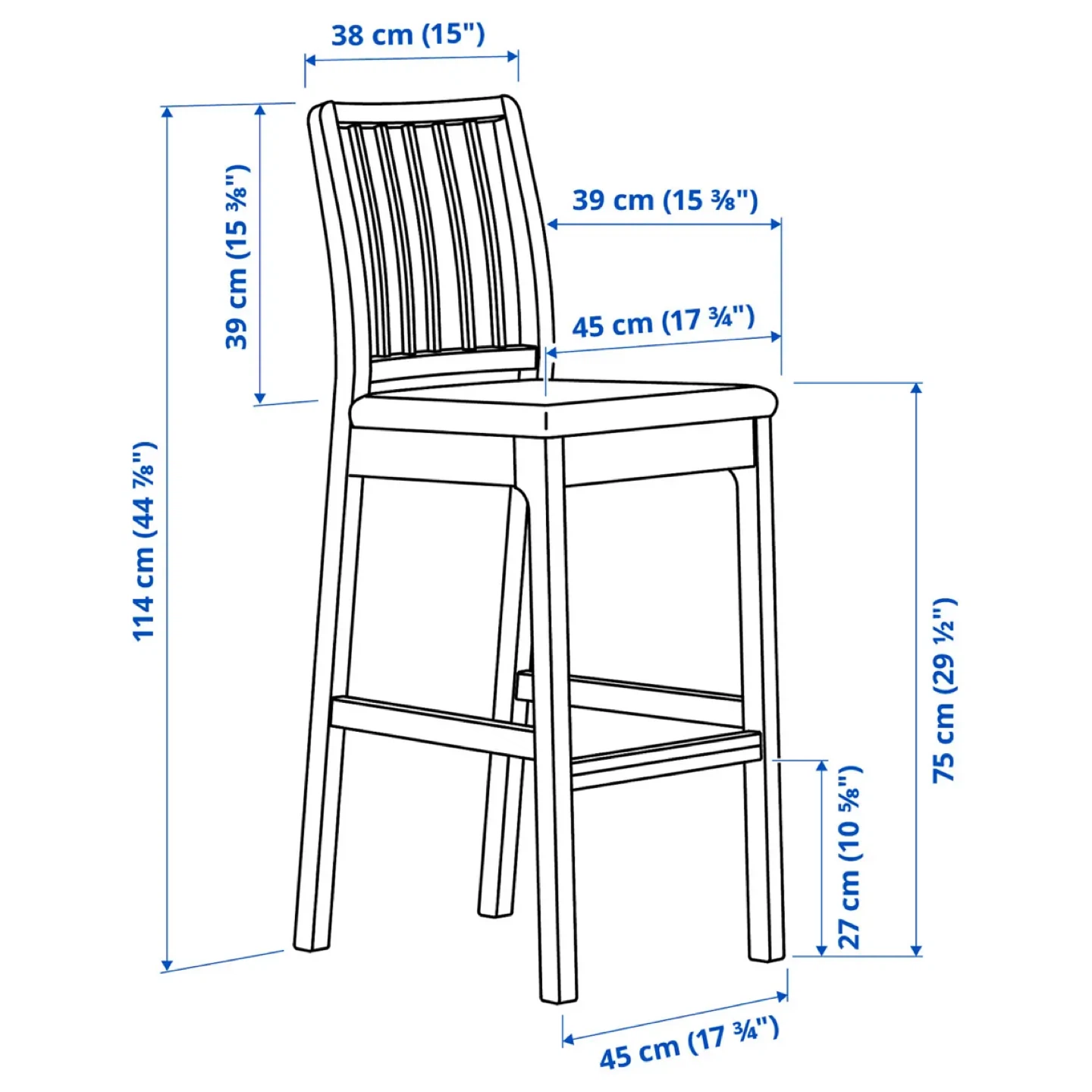 EKEDALEN Wood Bar Table with 4 Stools - photo 4
