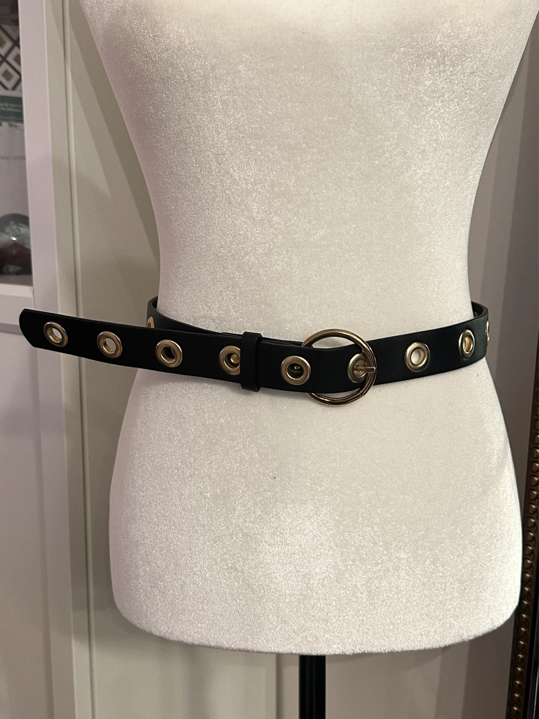 Black Belt with Gold Grommets and Buckle