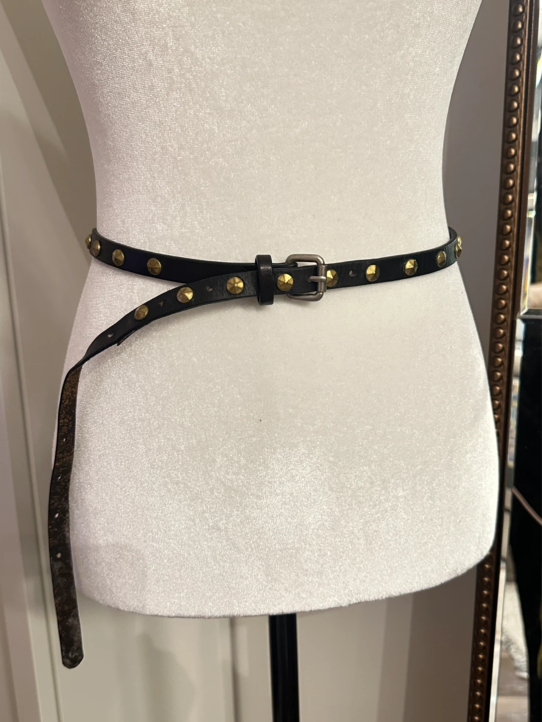 Vintage Black studded leather belt