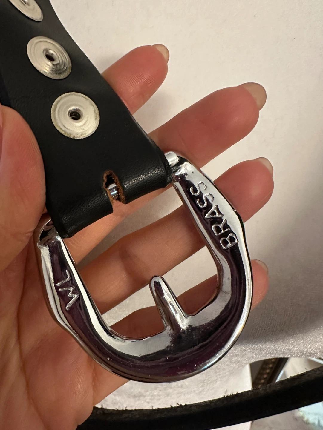 Black Leather Belt with Silver Buckle - photo 3