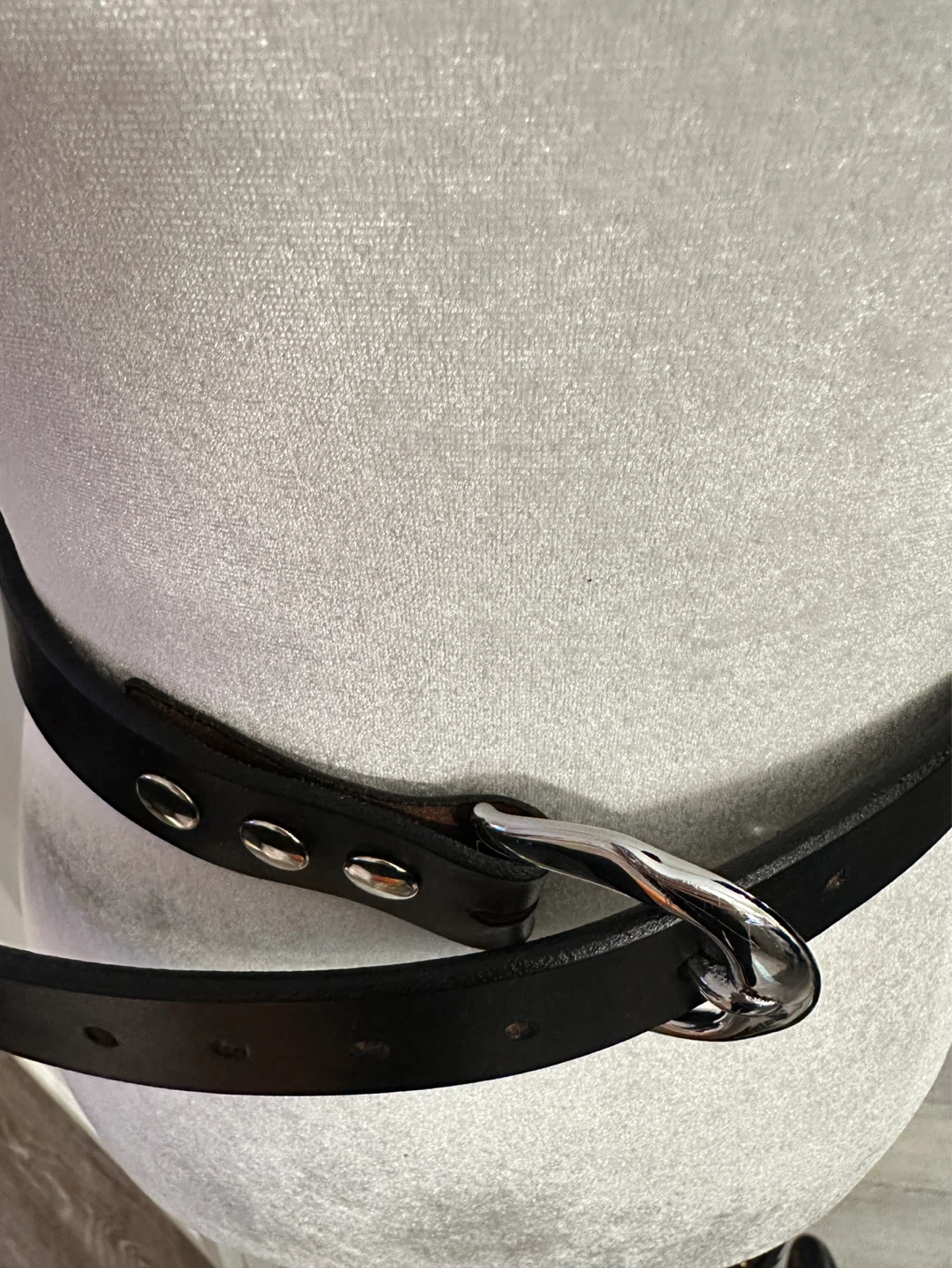 Black Leather Belt with Silver Buckle - photo 2