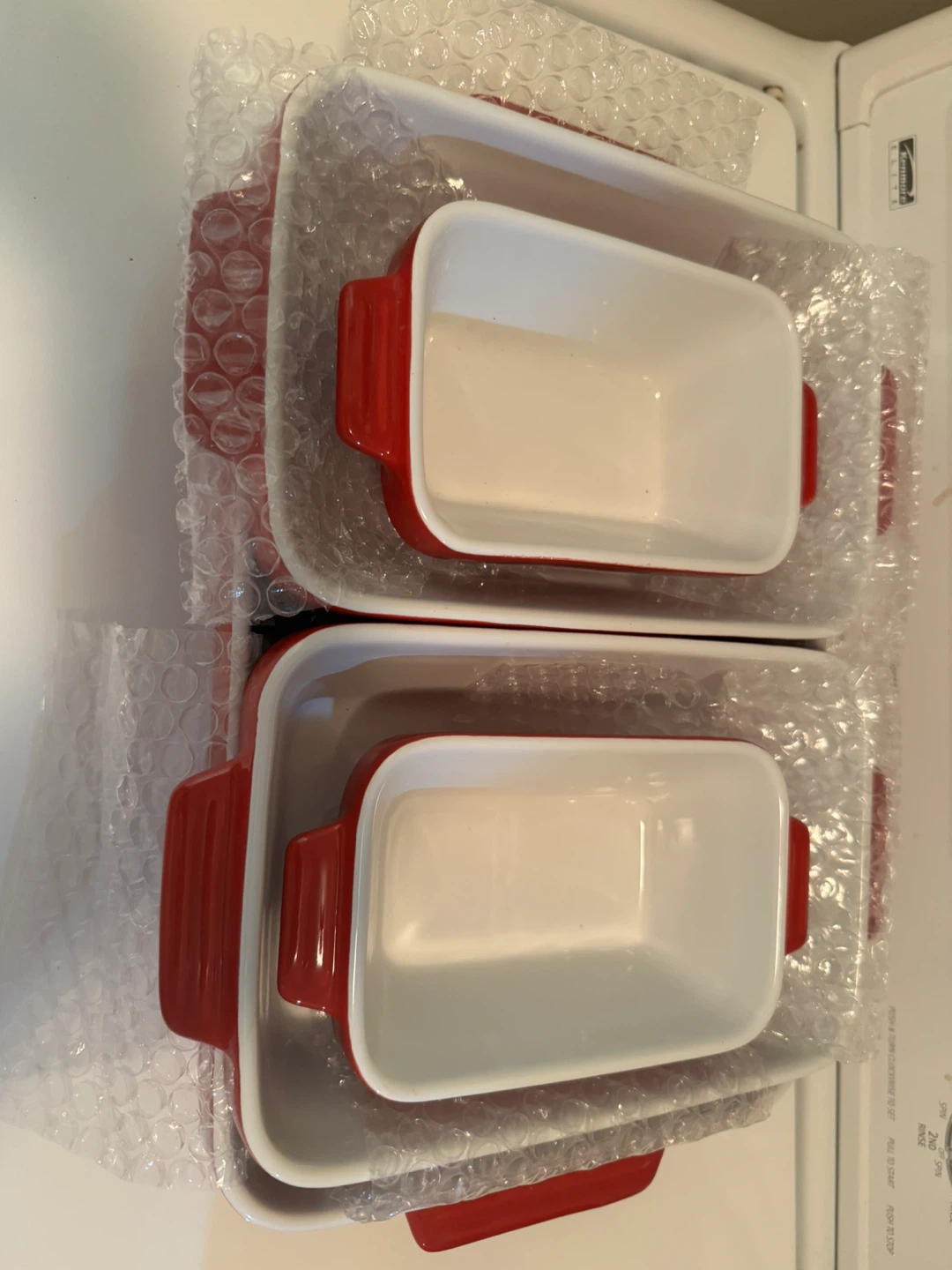 Set of 5 Red Ceramic Baking Dishes