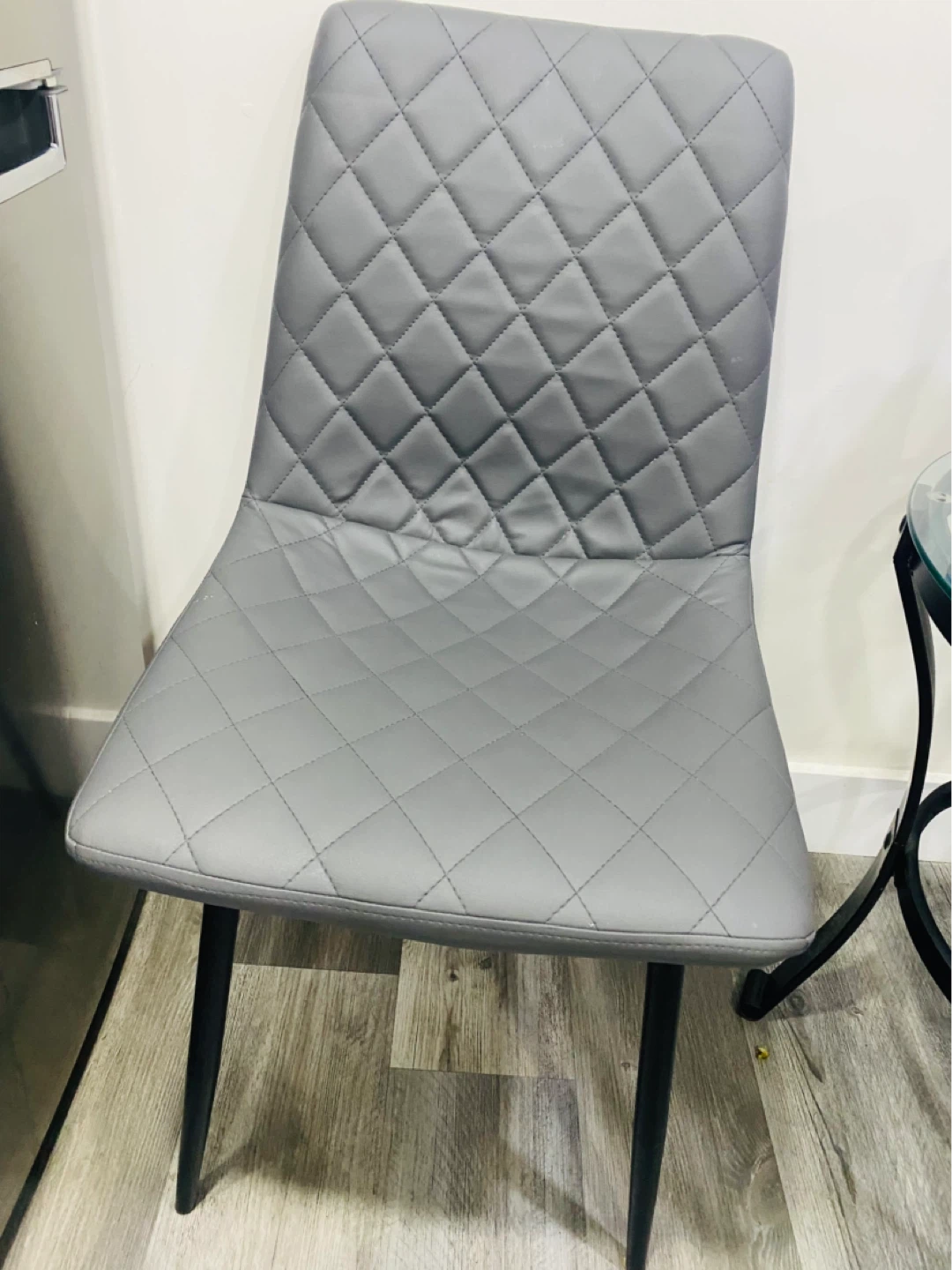 4 Grey Quilted Dining Chair