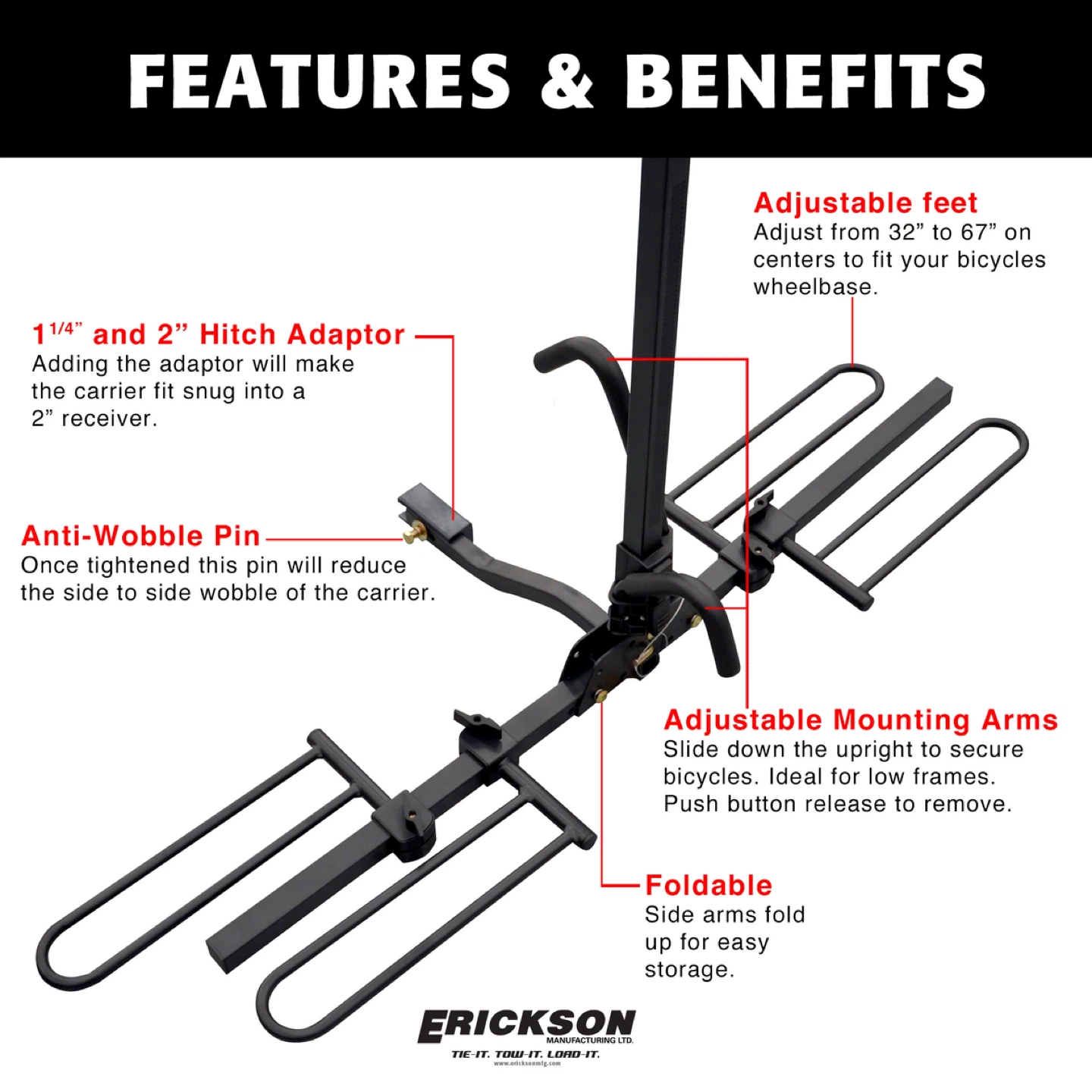 Brand new Erickson 2-Bike Hitch Carrier - photo 3