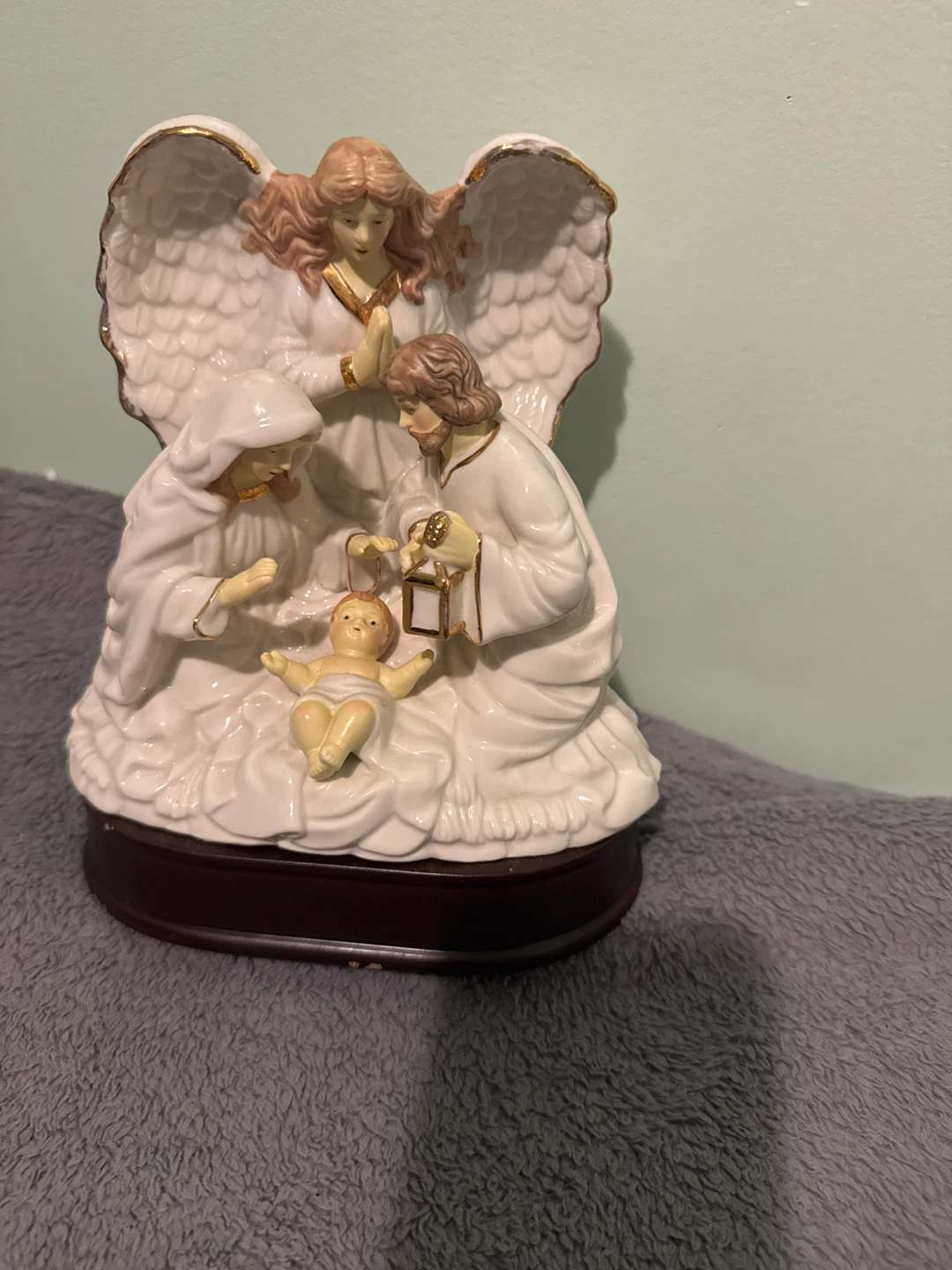 Ceramic Nativity Scene with Angel