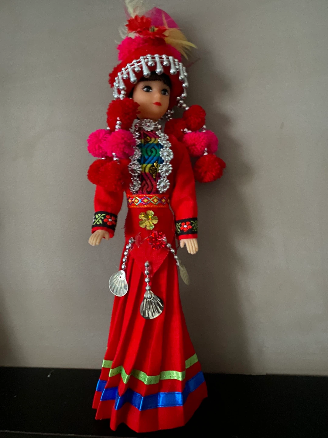Decorative Doll in Traditional Red Attire