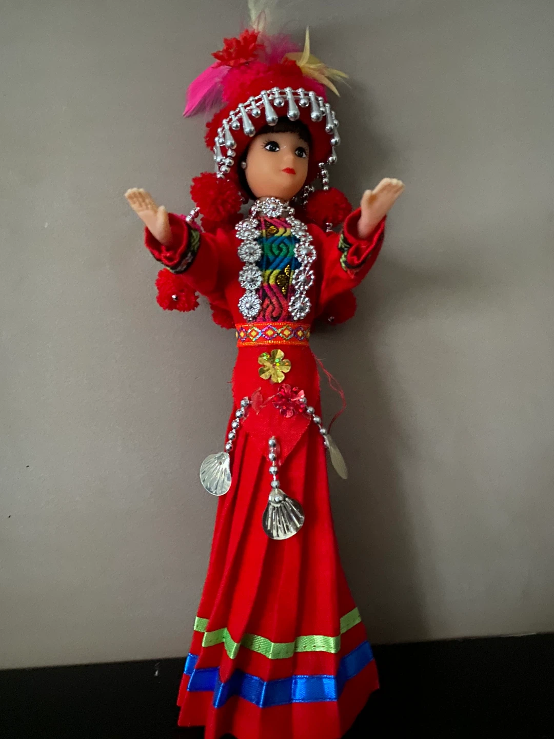 Decorative Doll in Traditional Red Attire - photo 3