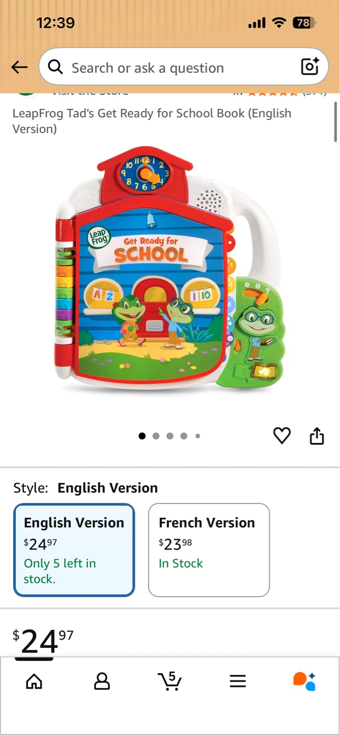LeapFrog Tad's Get Ready for School Book