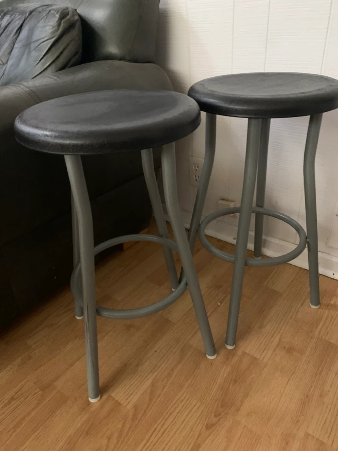 Set of 2 Black Bar Stools 24” high