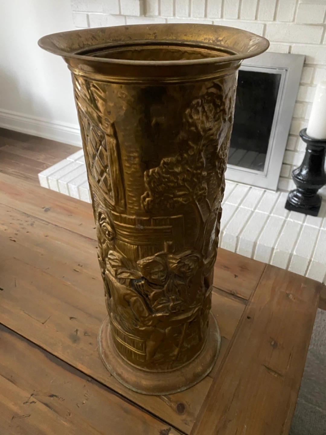 Vintage Brass Embossed Umbrella Stand - photo 4