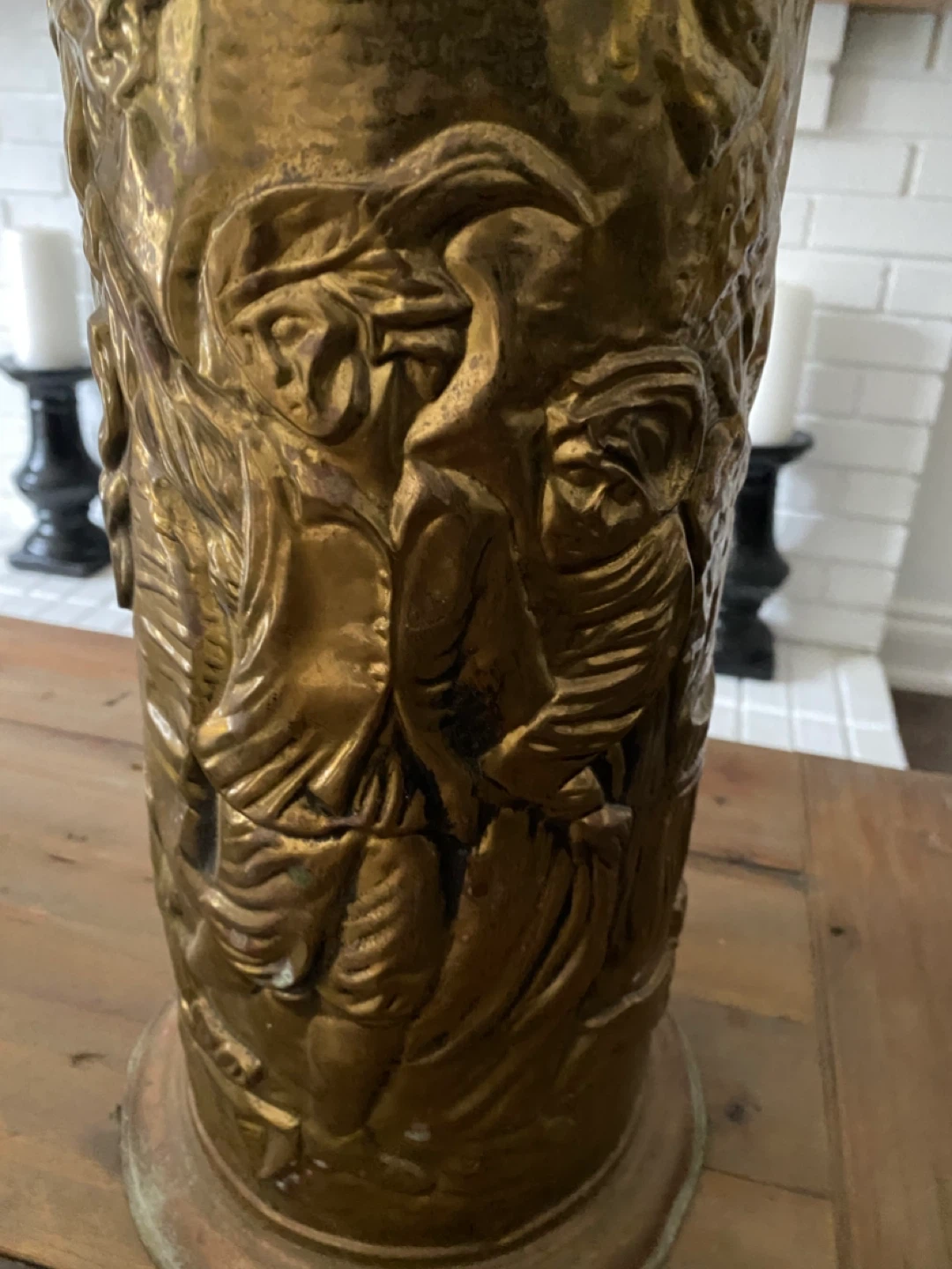 Vintage Brass Embossed Umbrella Stand - photo 5