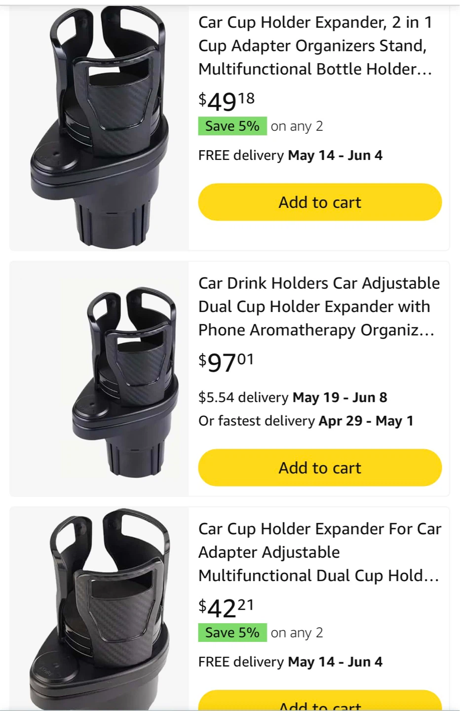 Adjustable Dual Car Cup Holder Expander Organizer