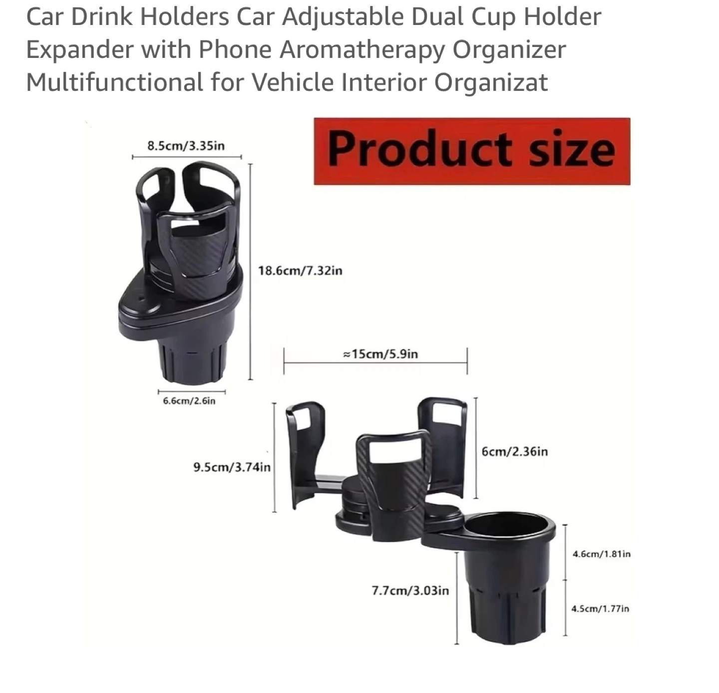 Adjustable Dual Car Cup Holder Expander Organizer - photo 2