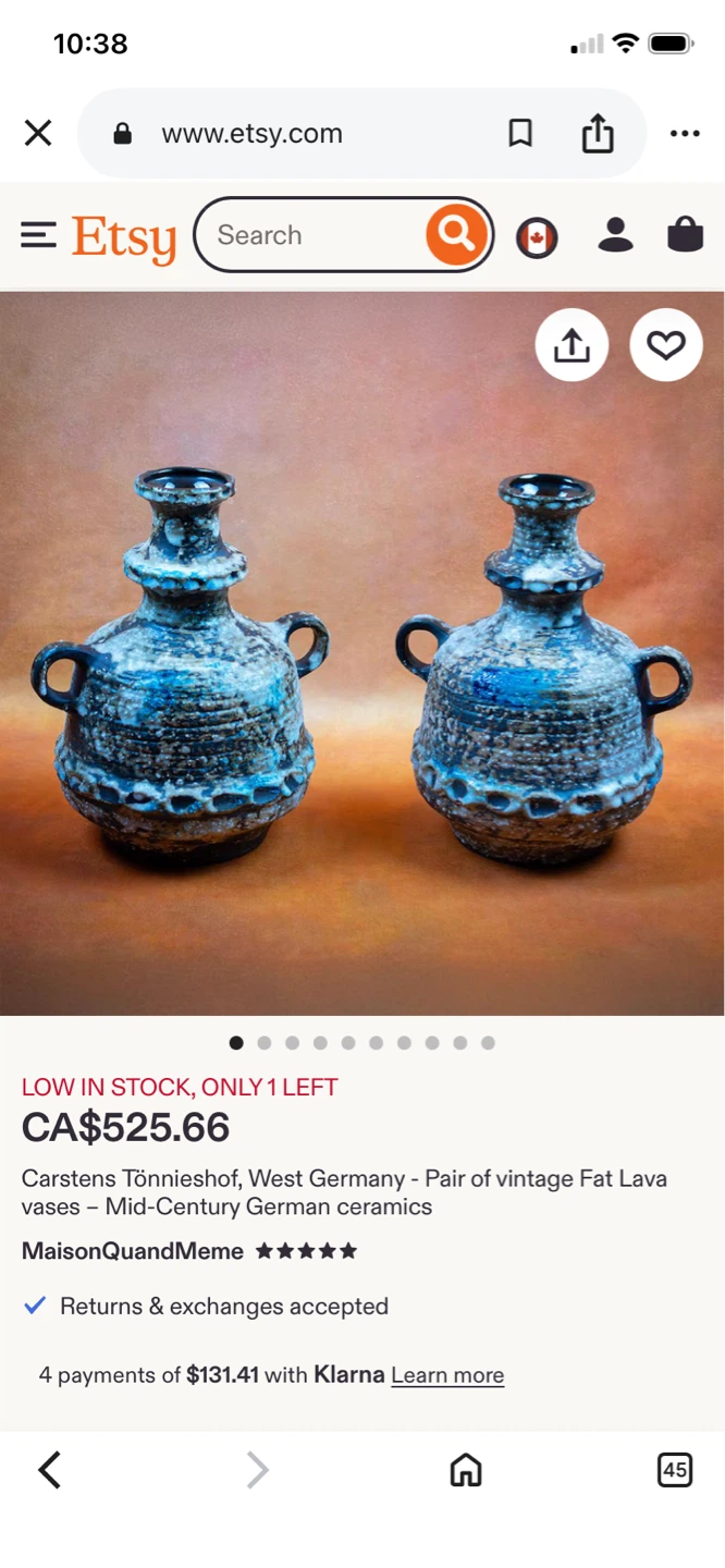 Pair of Carstens Tönnieshof Fat Lava Vases - West Germany - photo 5