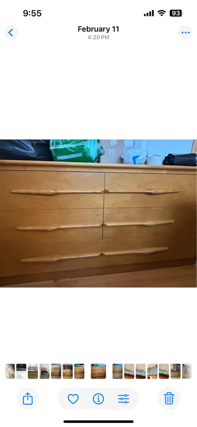 Mid-Century Modern Wood Dresser and Headboard Set