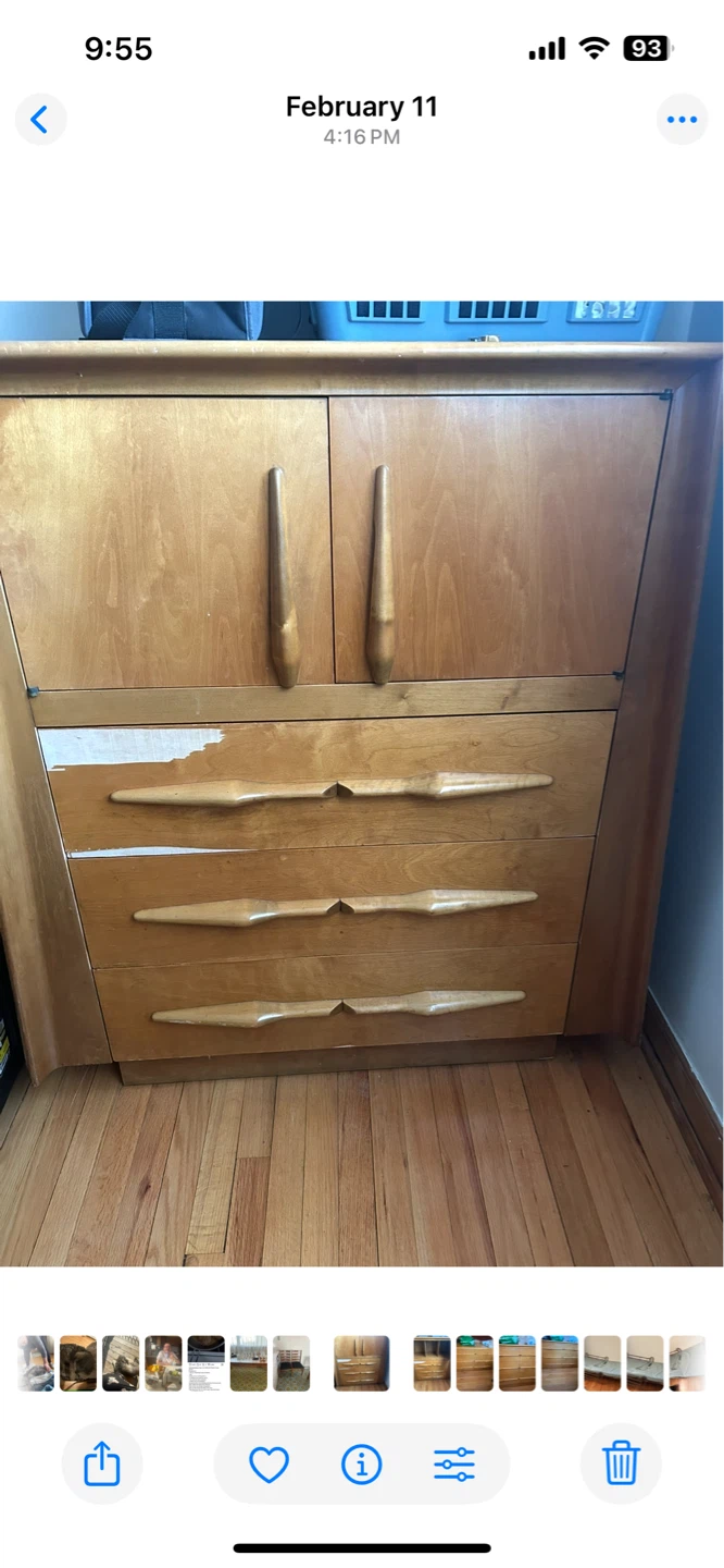 Mid-Century Modern Wood Dresser and Headboard Set - photo 3