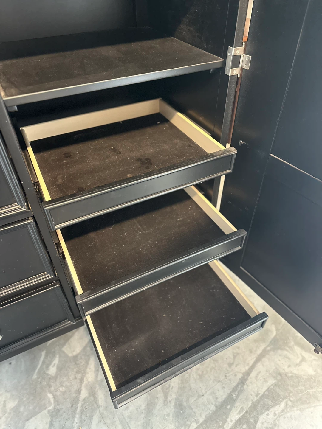 Black Armoire Dresser with Drawers and Shelves - photo 4
