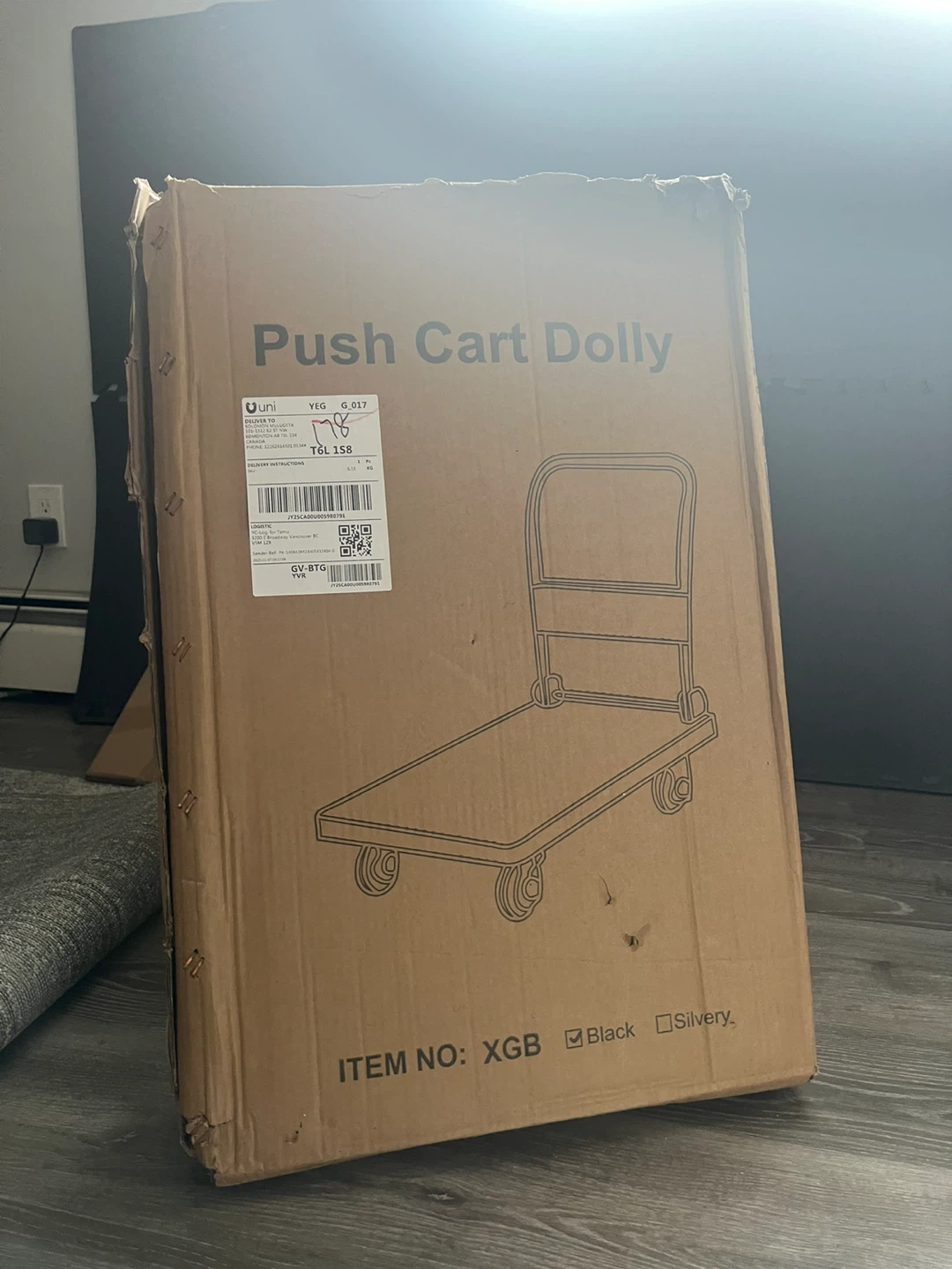 2x Black Push Cart Dolly