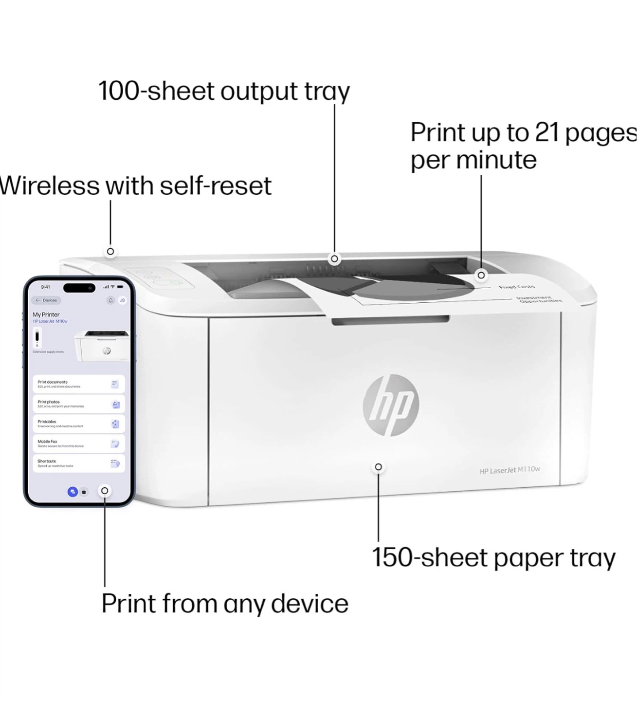 HP LaserJet M110w Wireless Monochrome Laser Printer - photo 5