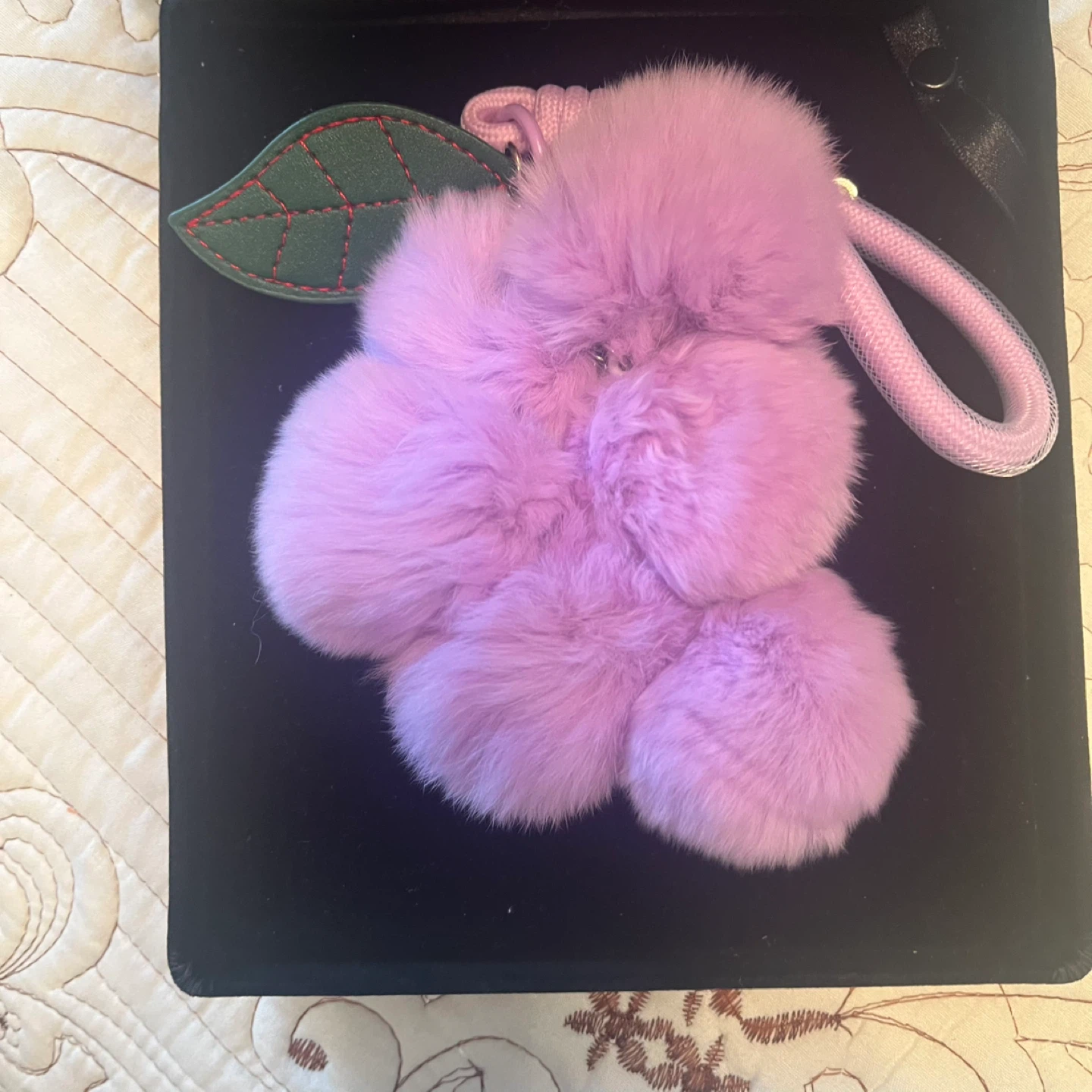 Faux Fur Grape Charm Keychain