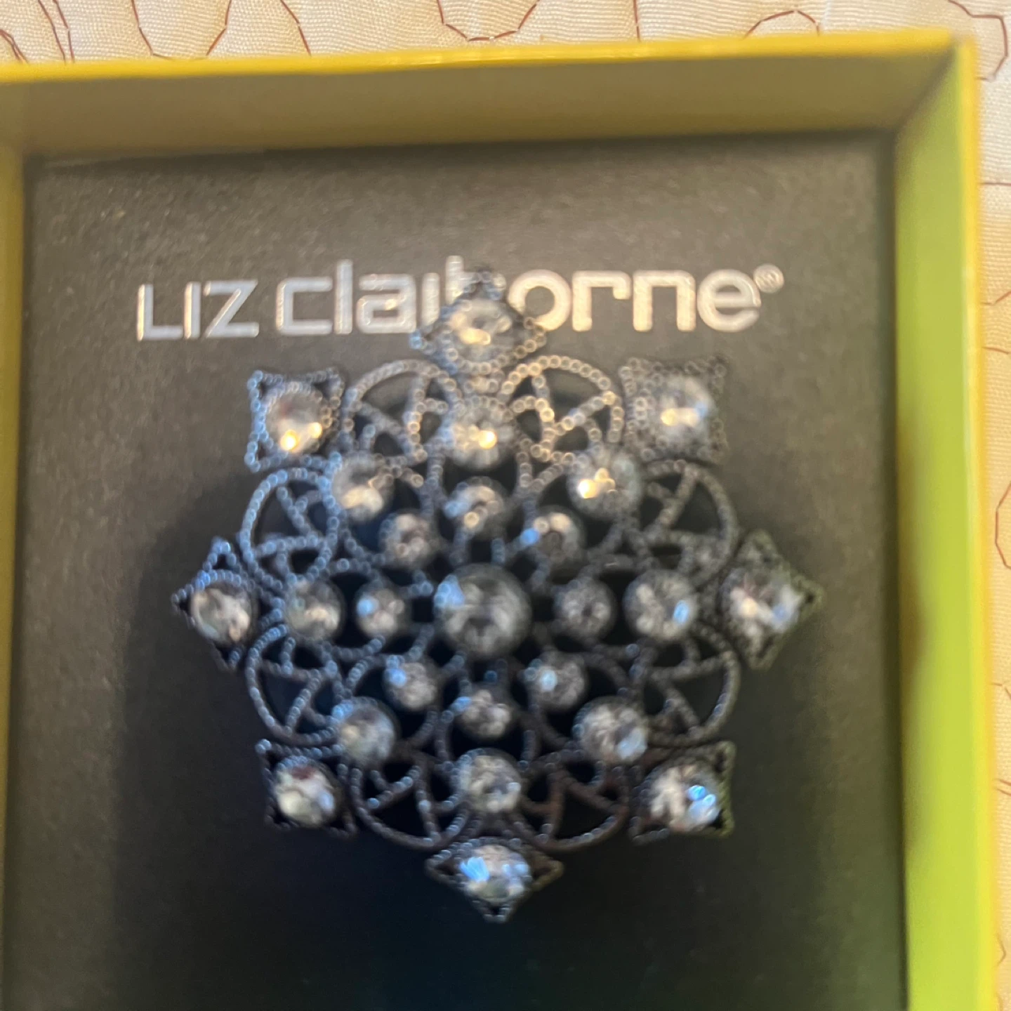 Liz Claiborne Snowflake Brooch with Rhinestones - photo 2