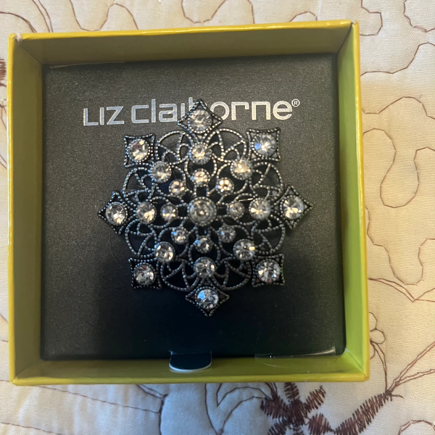 Liz Claiborne Snowflake Brooch with Rhinestones - photo 3