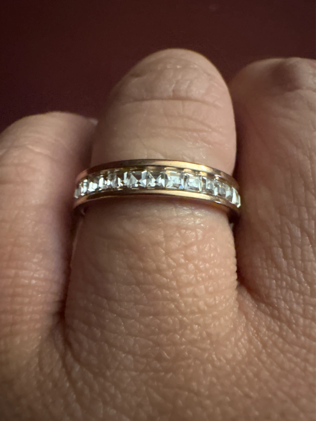 New 14K Rose Gold SS CZ Band Ring