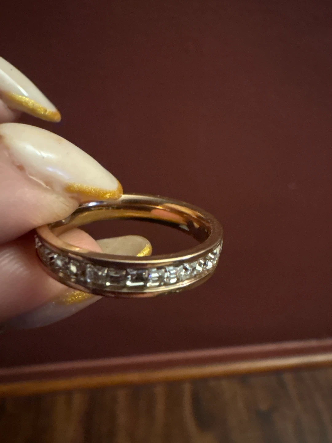 New 14K Rose Gold SS CZ Band Ring - photo 2