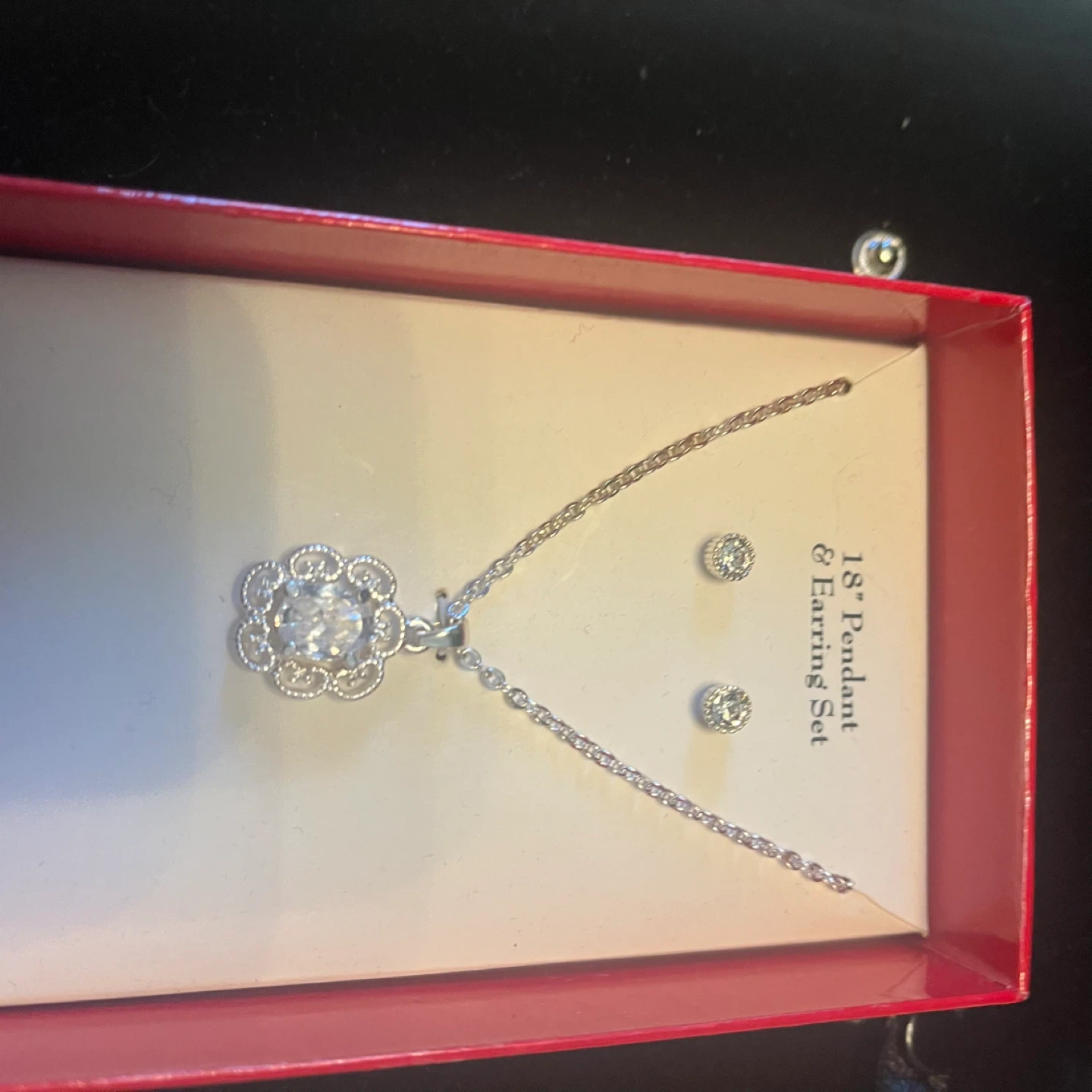 18" Pendant & Earring Set - Cubic Zirconia