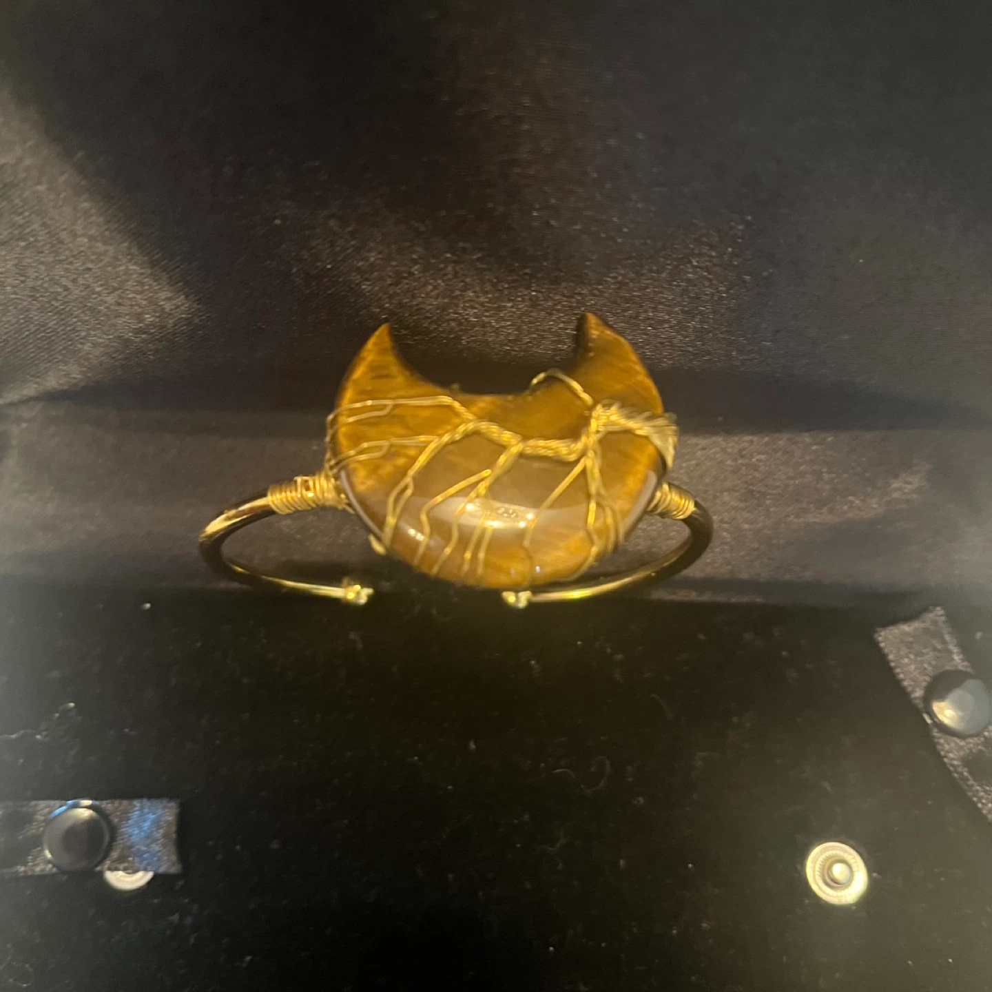 Tiger's Eye Crescent Moon Bangle Bracelet - photo 2