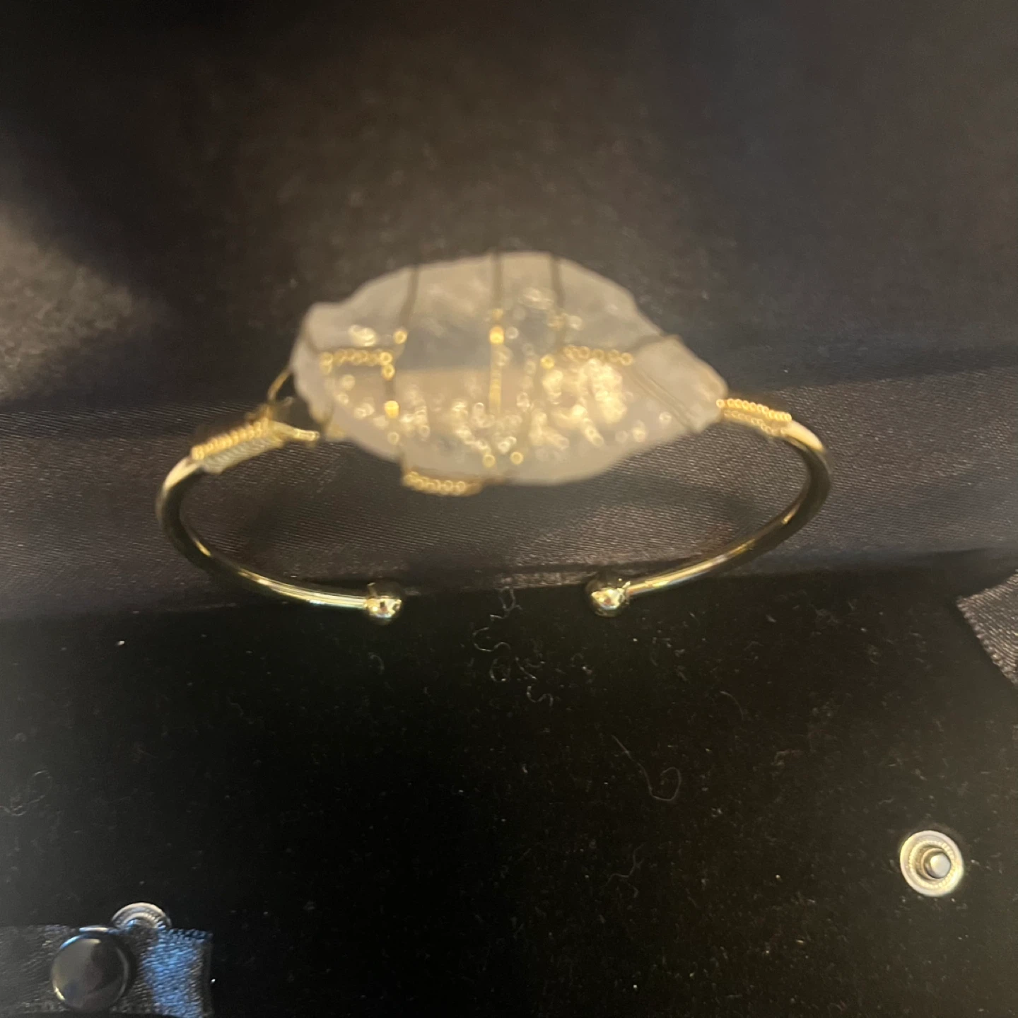 Gold Wire Wrapped Crystal Bangle Bracelet