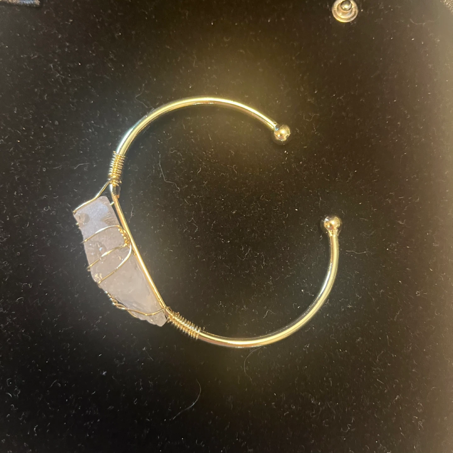 Gold Wire Wrapped Crystal Bangle Bracelet - photo 2