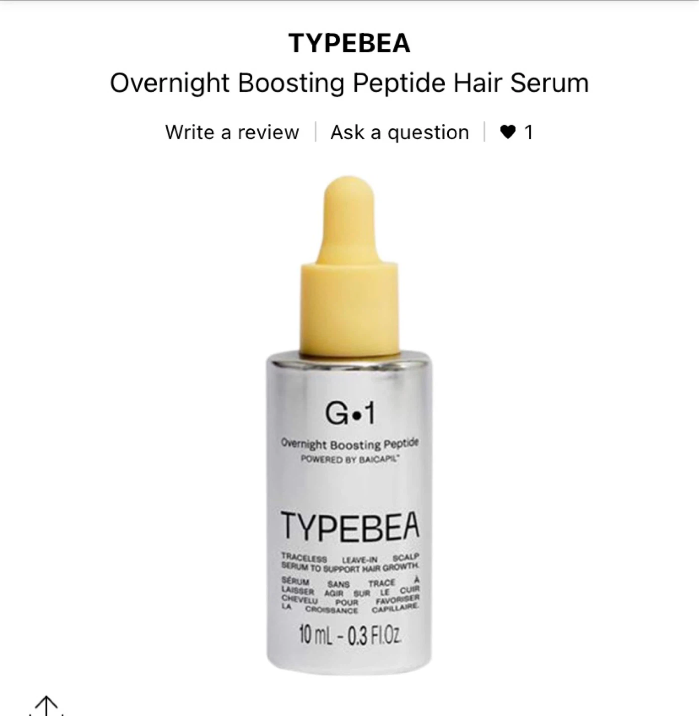 TYPEBEA Overnight Boosting Peptide Hair Serum 10ml