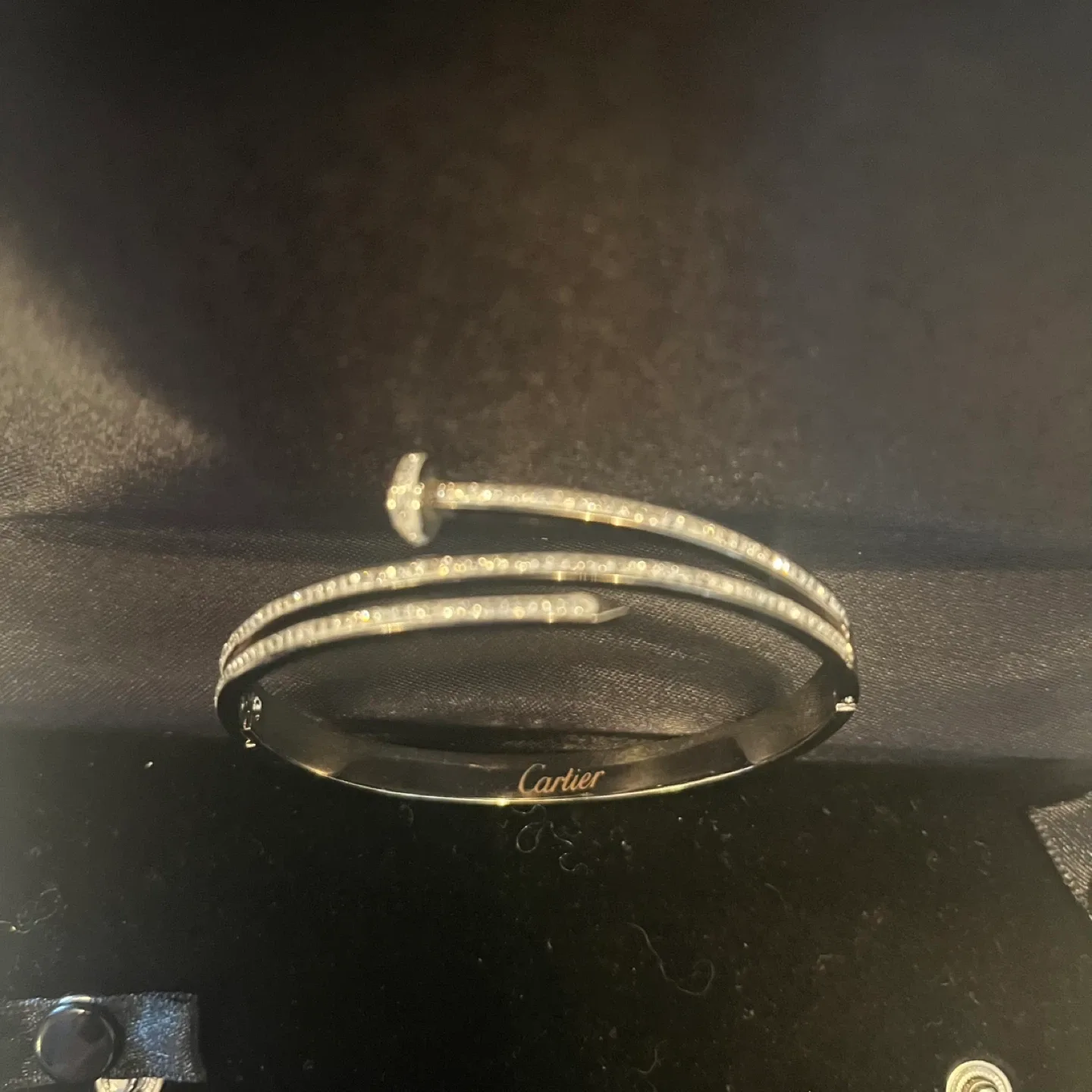 Cubic zirconia white stainless steel bangle