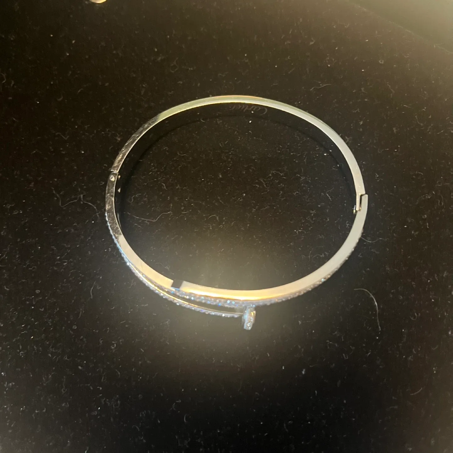 Cubic zirconia white stainless steel bangle - photo 2