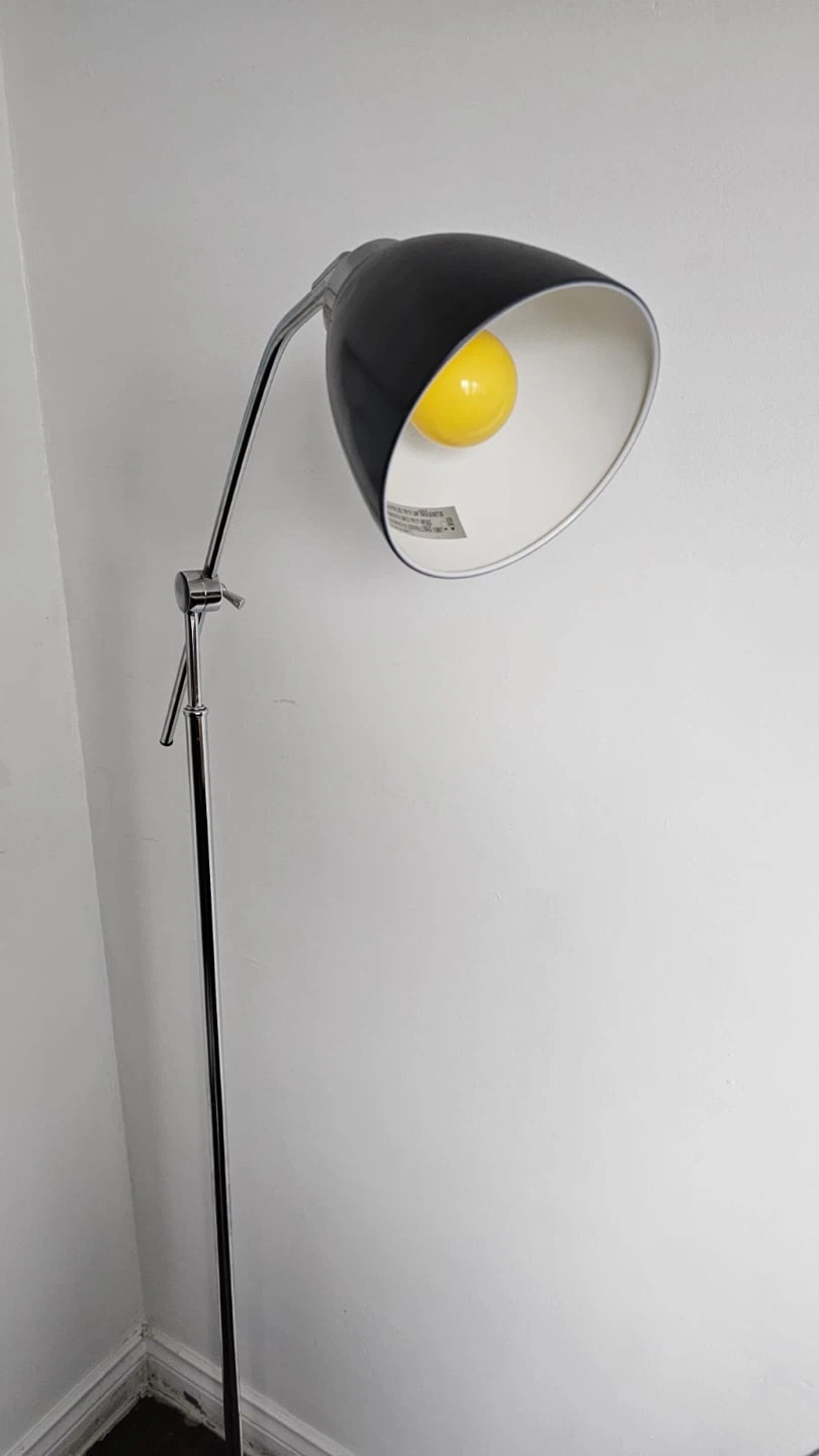 Black adjustable floor lamp with chrome accents - photo 4