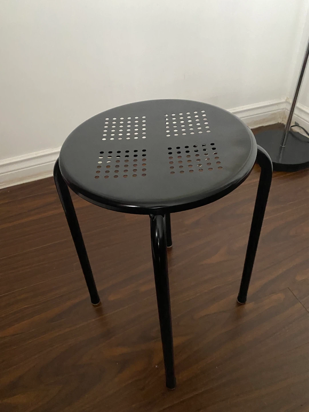 Black Metal Stool with Perforated Top - photo 2