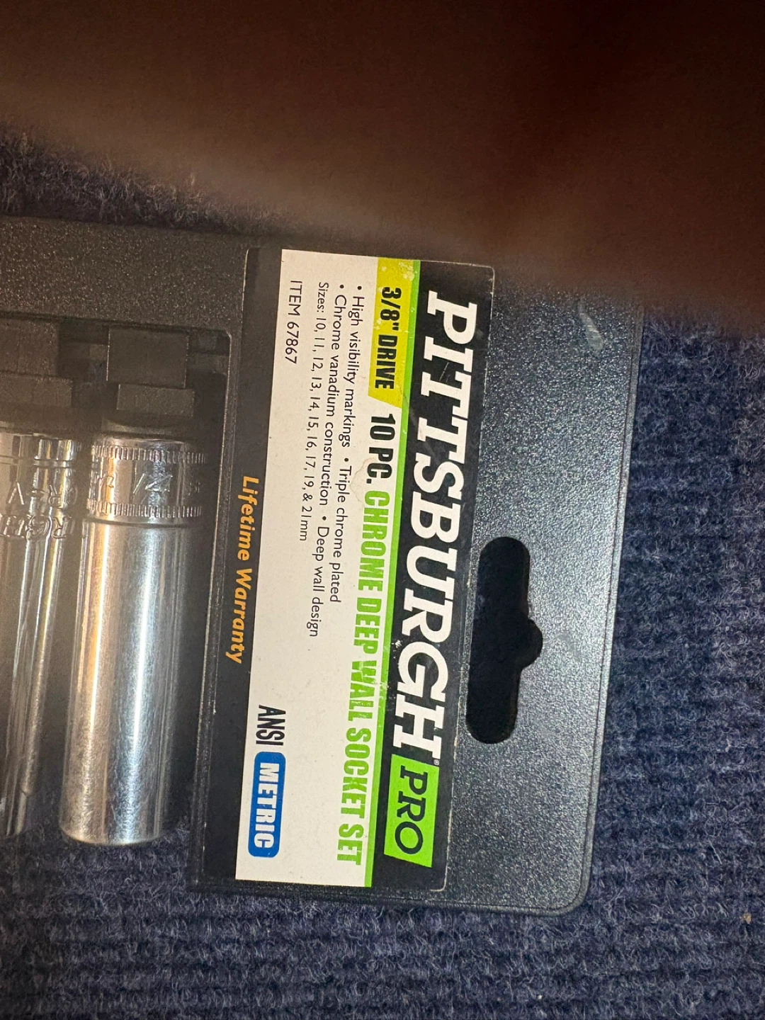 Pittsburgh Pro 10 Pc. 3/8" Drive Deep Wall Socket Set