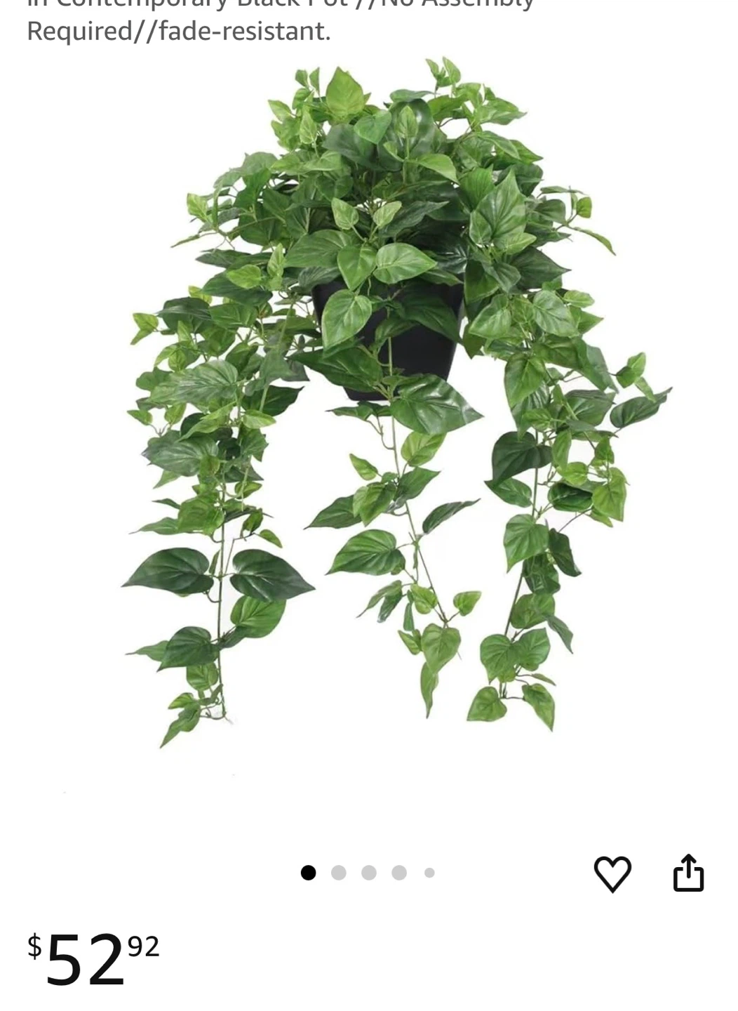 Artificial Hanging Plant in Black Pot