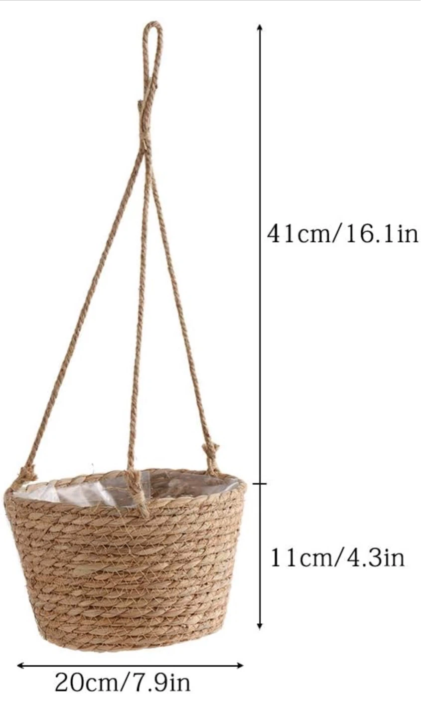 Set of 2 Woven Hanging Planters (Natural) - photo 2