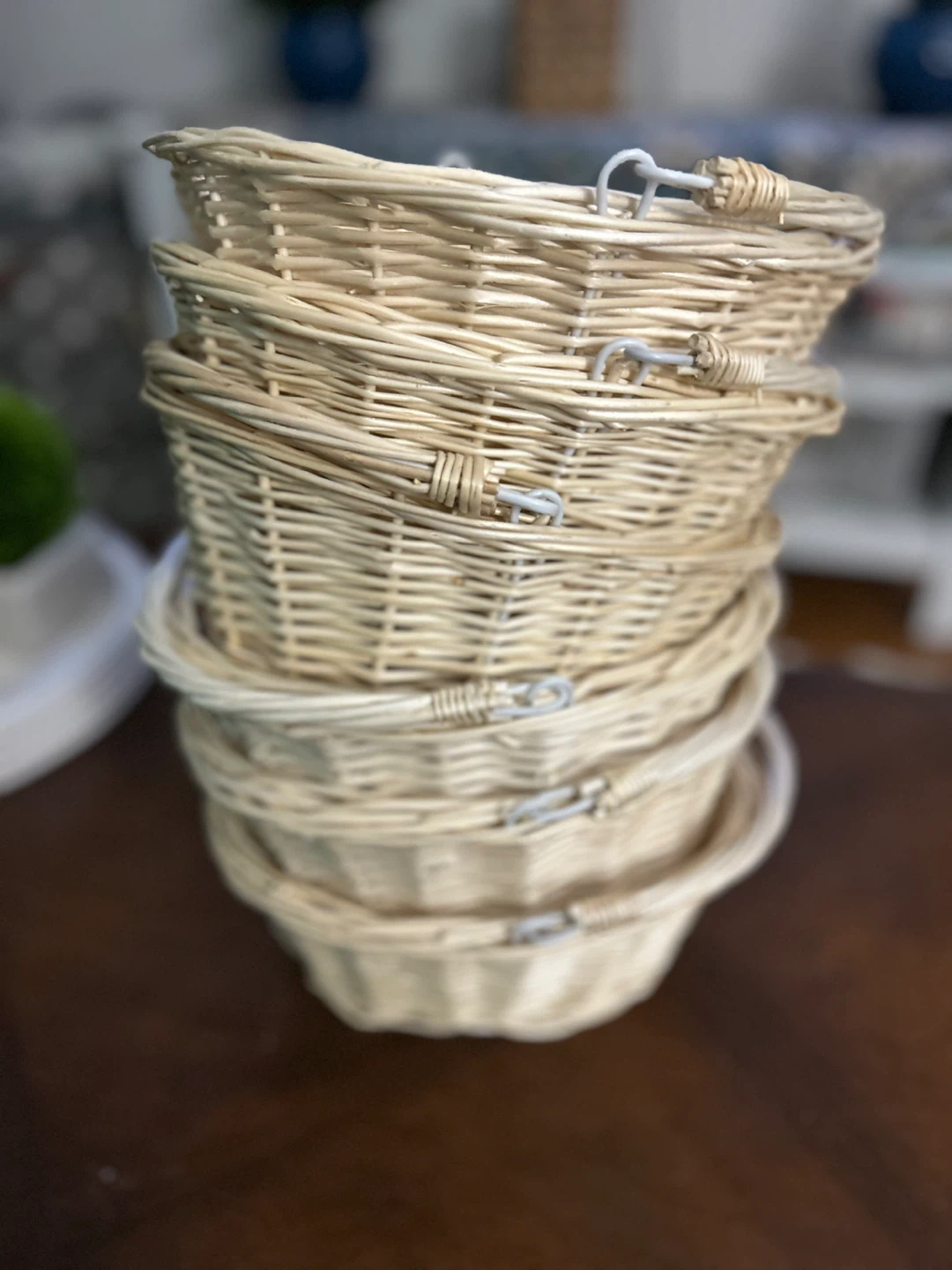 Wicker Baskets with Handles - Set of 6