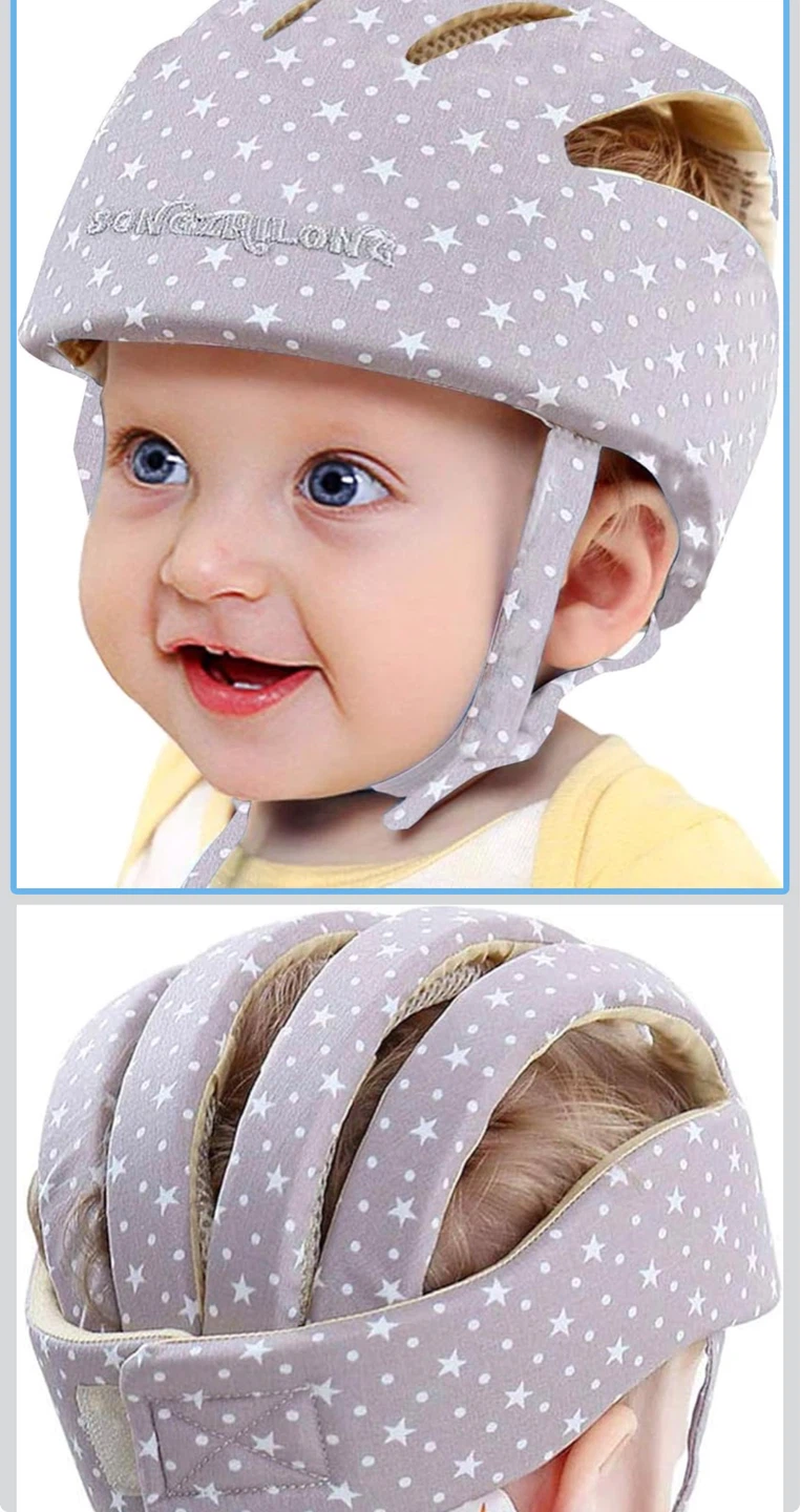 Baby Protective Helmet - Snow Grey Stars