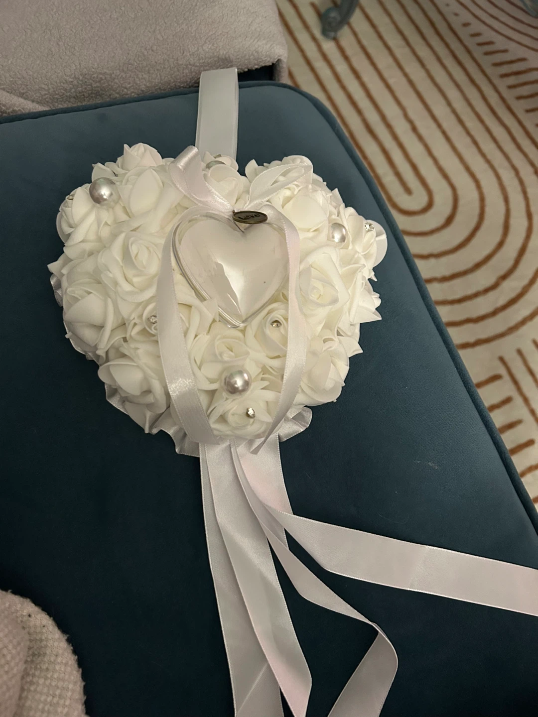 White Rose Heart Hanging Decoration - photo 2