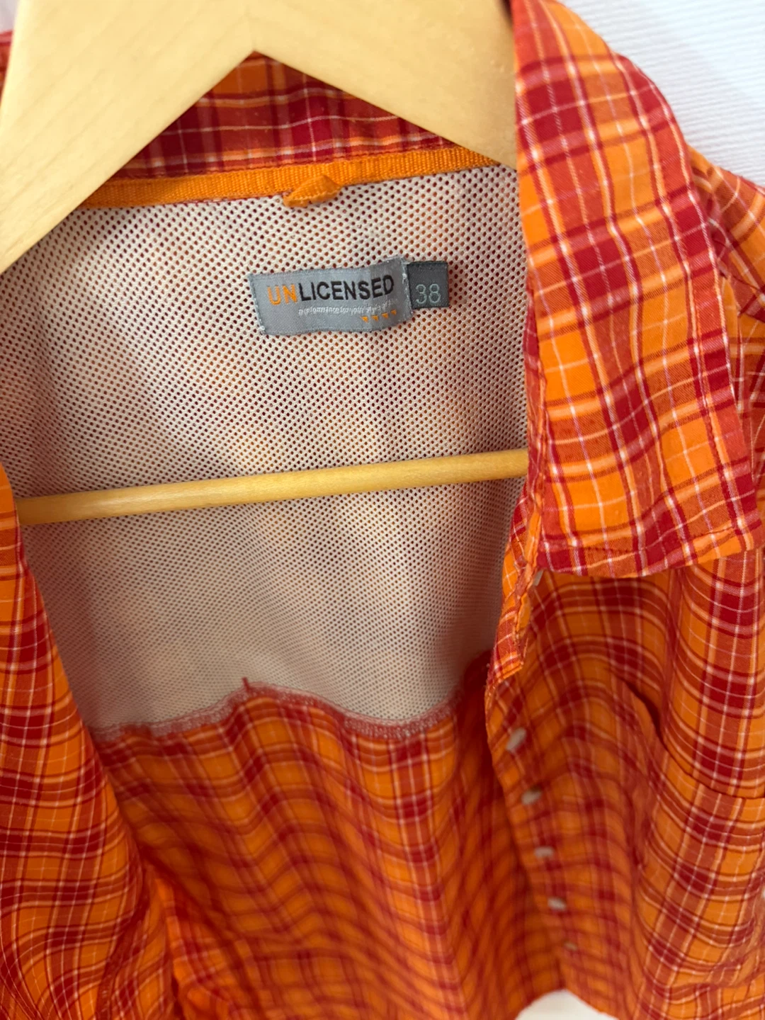 Unlicensed Plaid Short Sleeve Shirt - Orange/Red Size 38 - photo 5