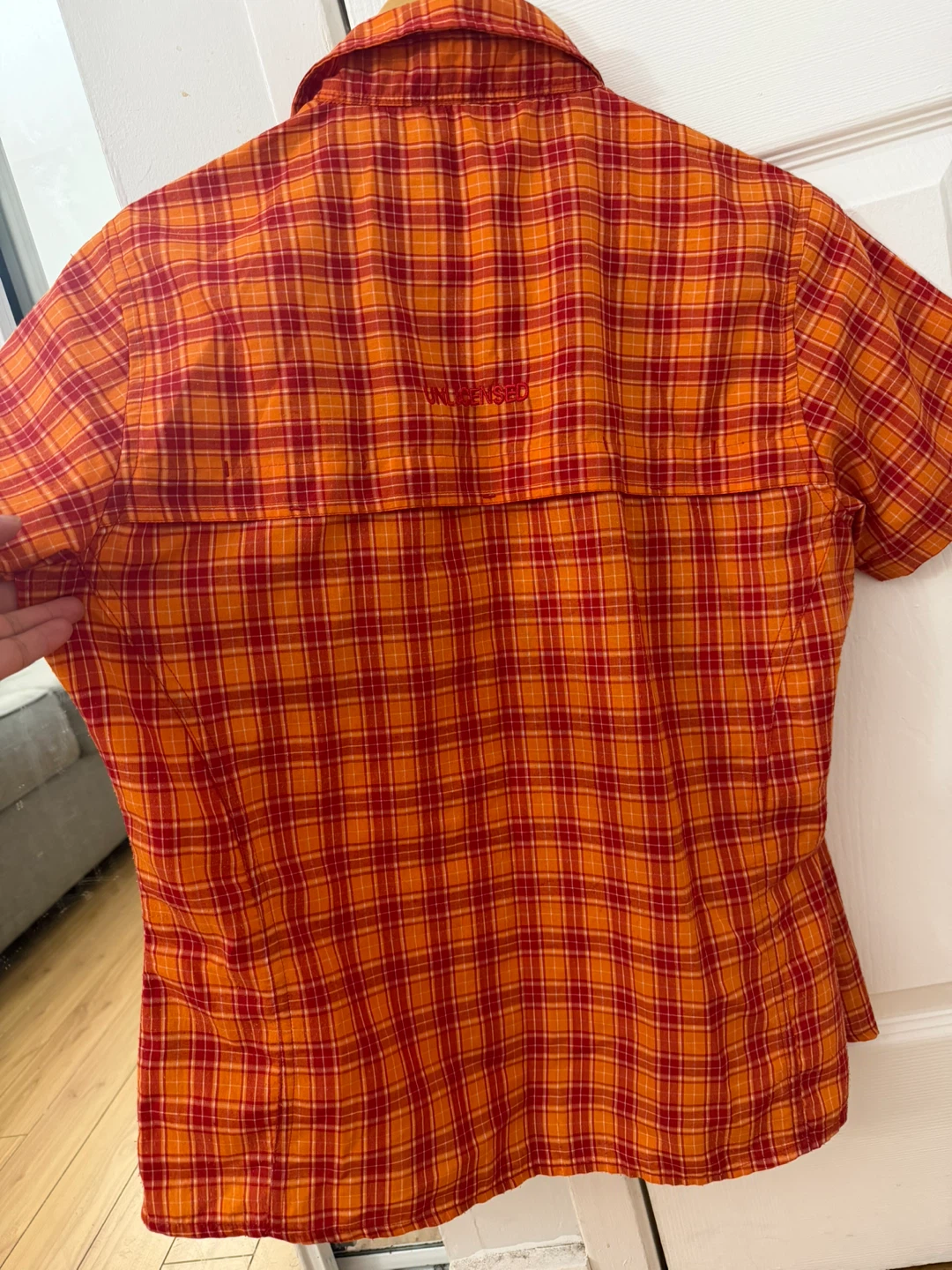 Unlicensed Plaid Short Sleeve Shirt - Orange/Red Size 38 - photo 4