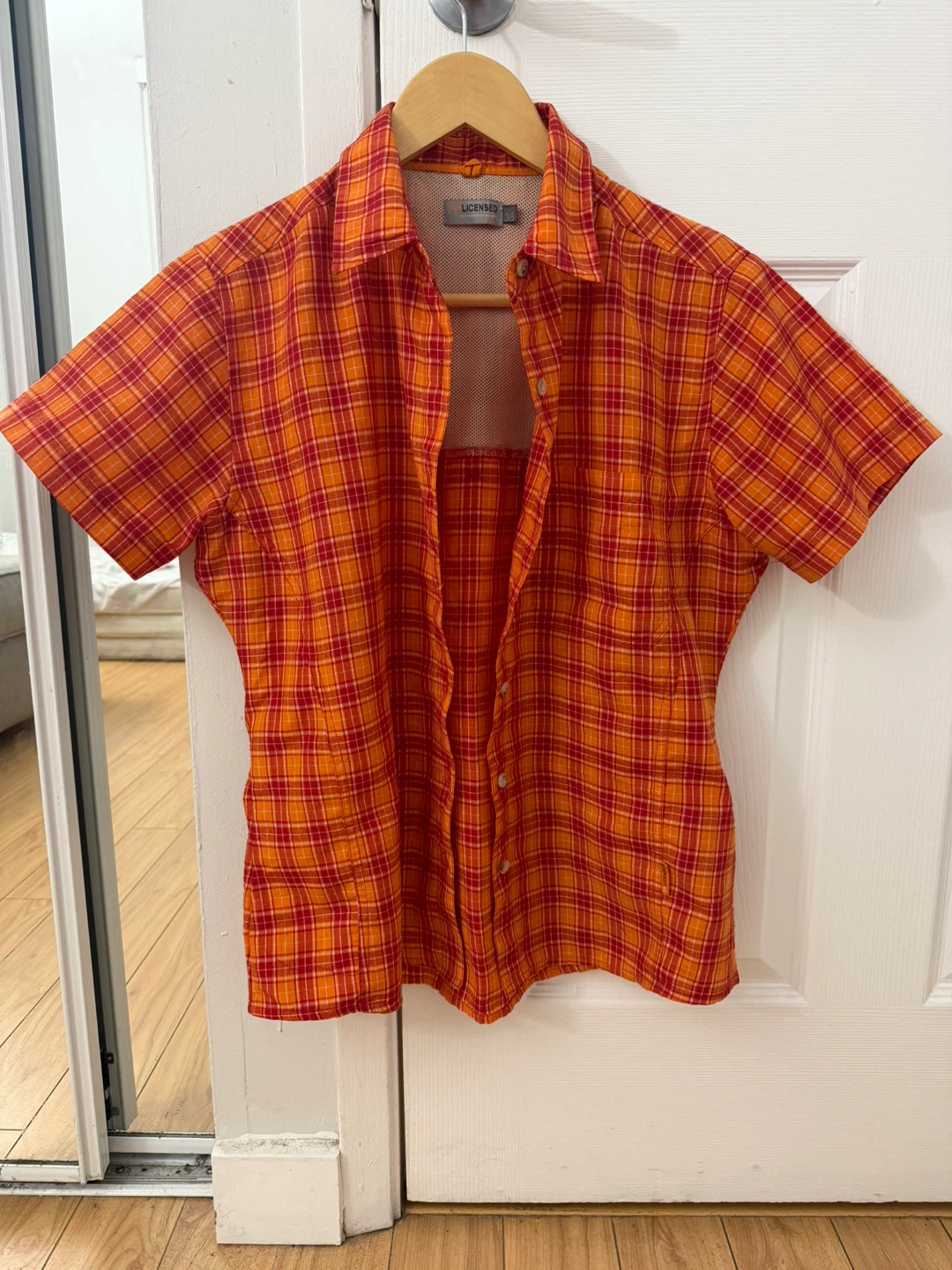 Unlicensed Plaid Short Sleeve Shirt - Orange/Red Size 38 - photo 2