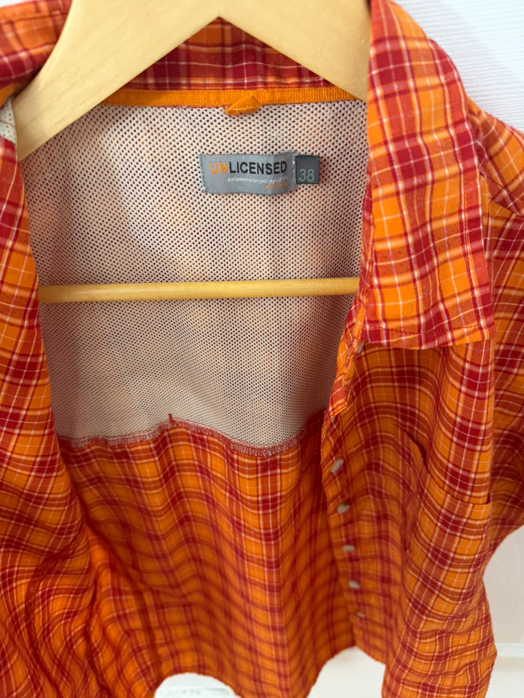 Unlicensed Plaid Short Sleeve Shirt - Orange/Red Size 38 - photo 3