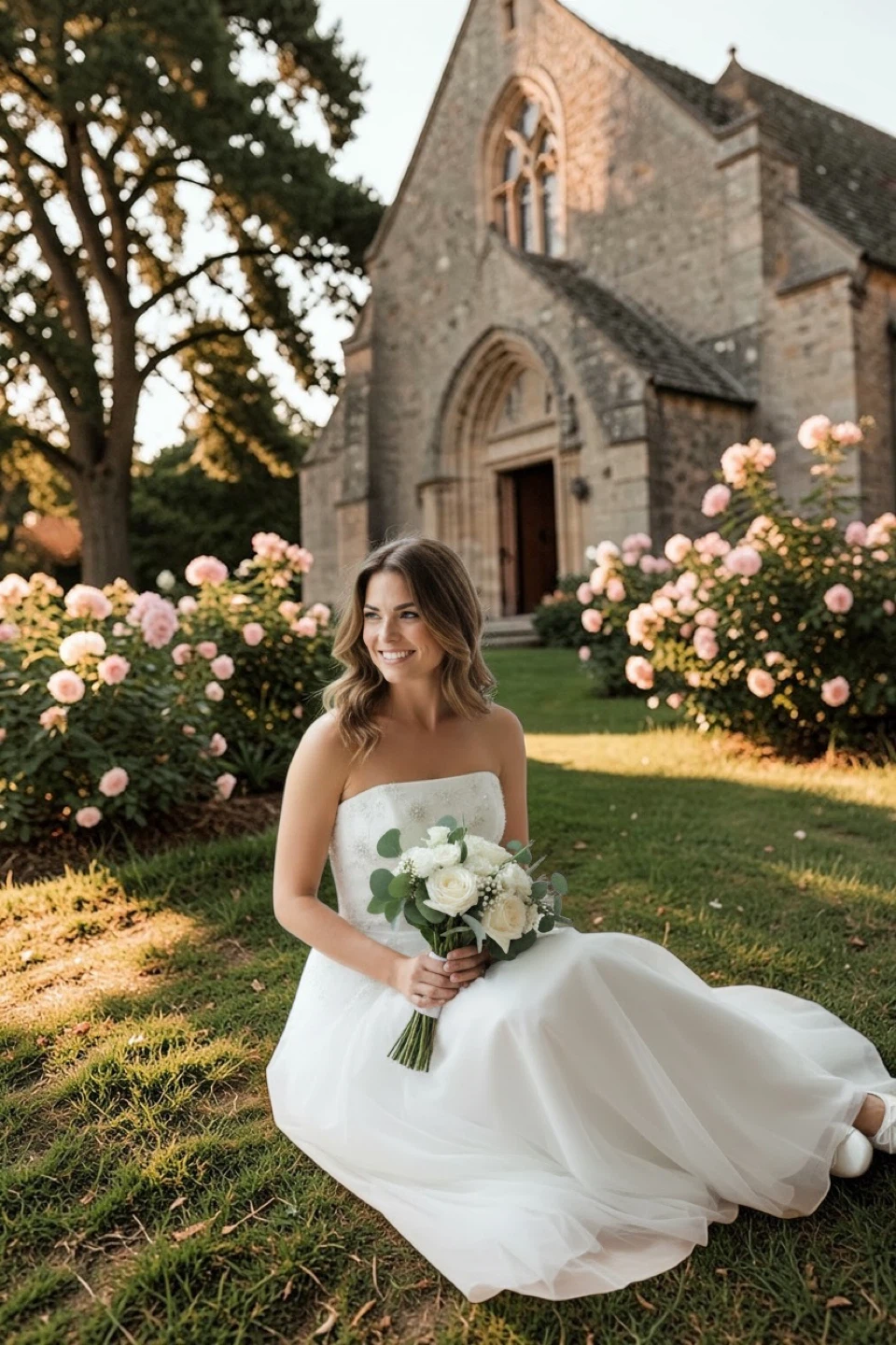 NEW optional strapless wedding dress with shoes - photo 3