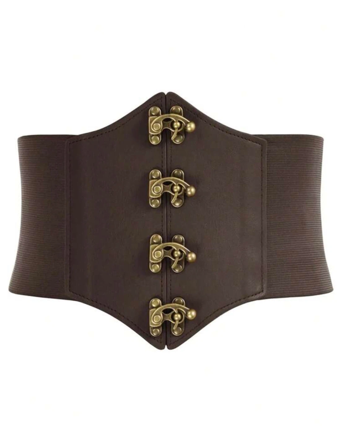 Women Steampunk Corset Belt Brown Wide Waist Cincher