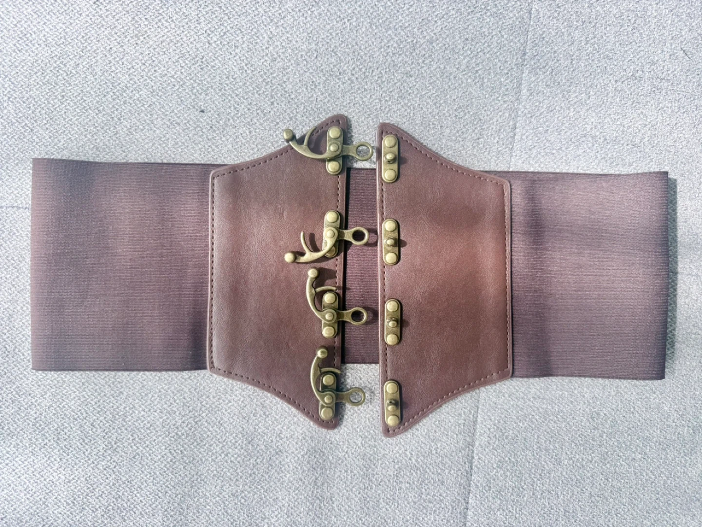 Women Steampunk Corset Belt Brown Wide Waist Cincher - photo 2